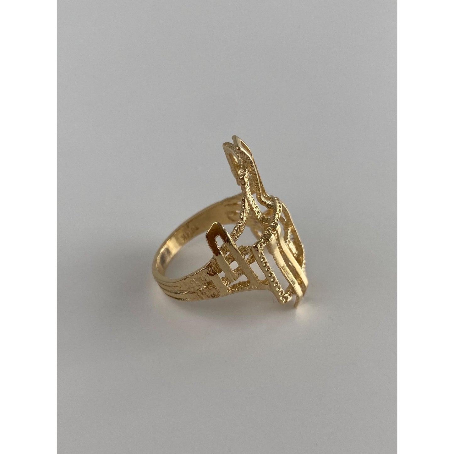 Vintage Solid 14k Yellow Gold Cubist Ring - Size 6.25