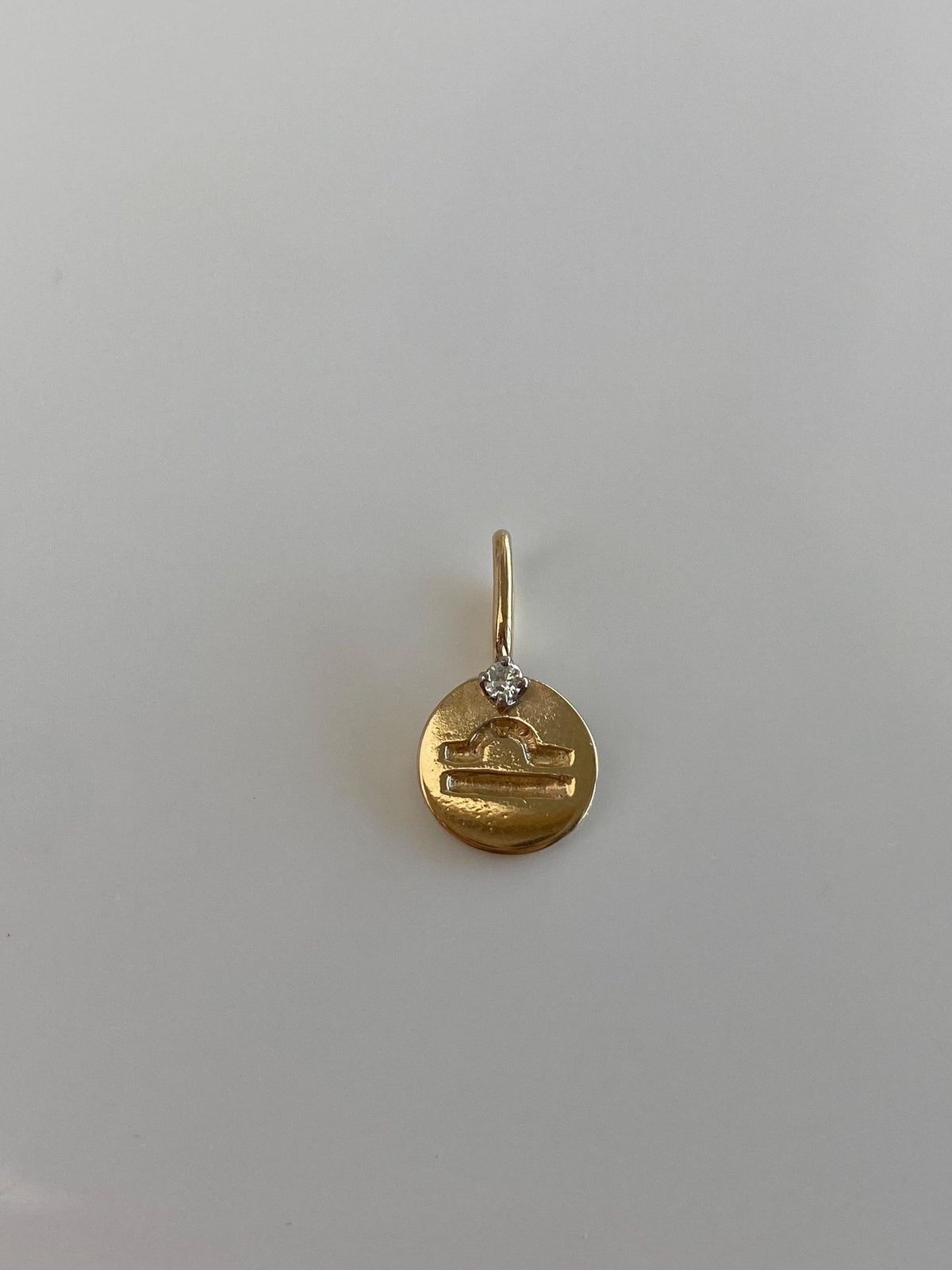 Vintage Solid 14k Yellow Gold Diamond Libra Zodiac Charm