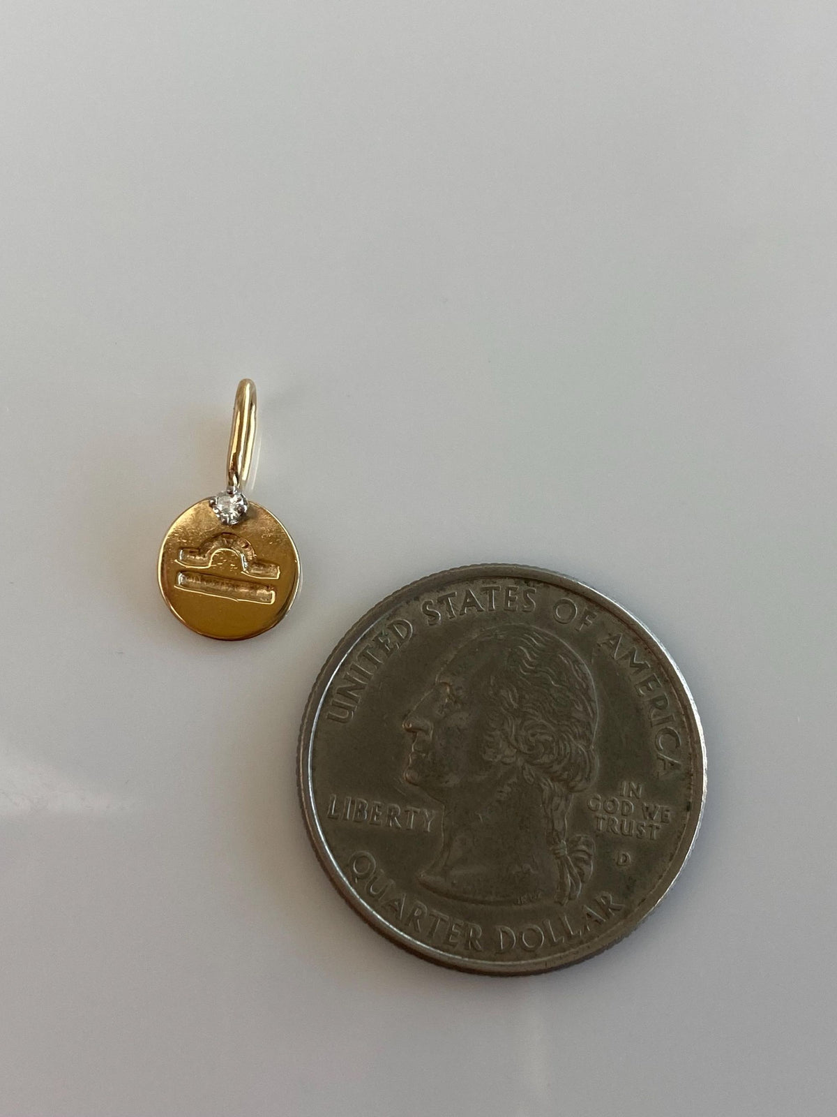 Vintage Solid 14k Yellow Gold Diamond Libra Zodiac Charm