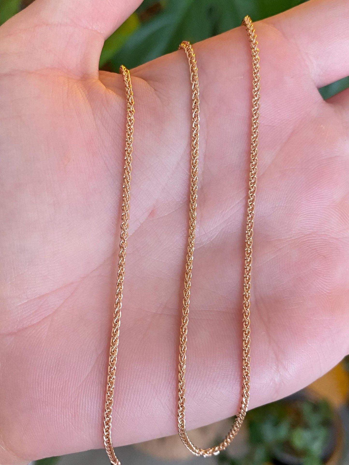 Vintage Solid 18k Rose Gold Wheat Chain Necklace - 18 inches