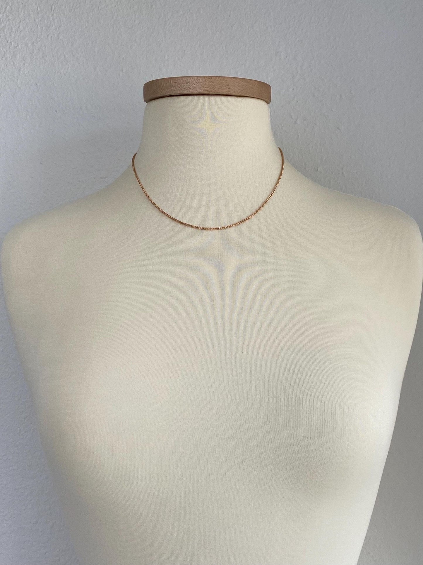 Vintage Solid 18k Rose Gold Wheat Chain Necklace - 18 inches