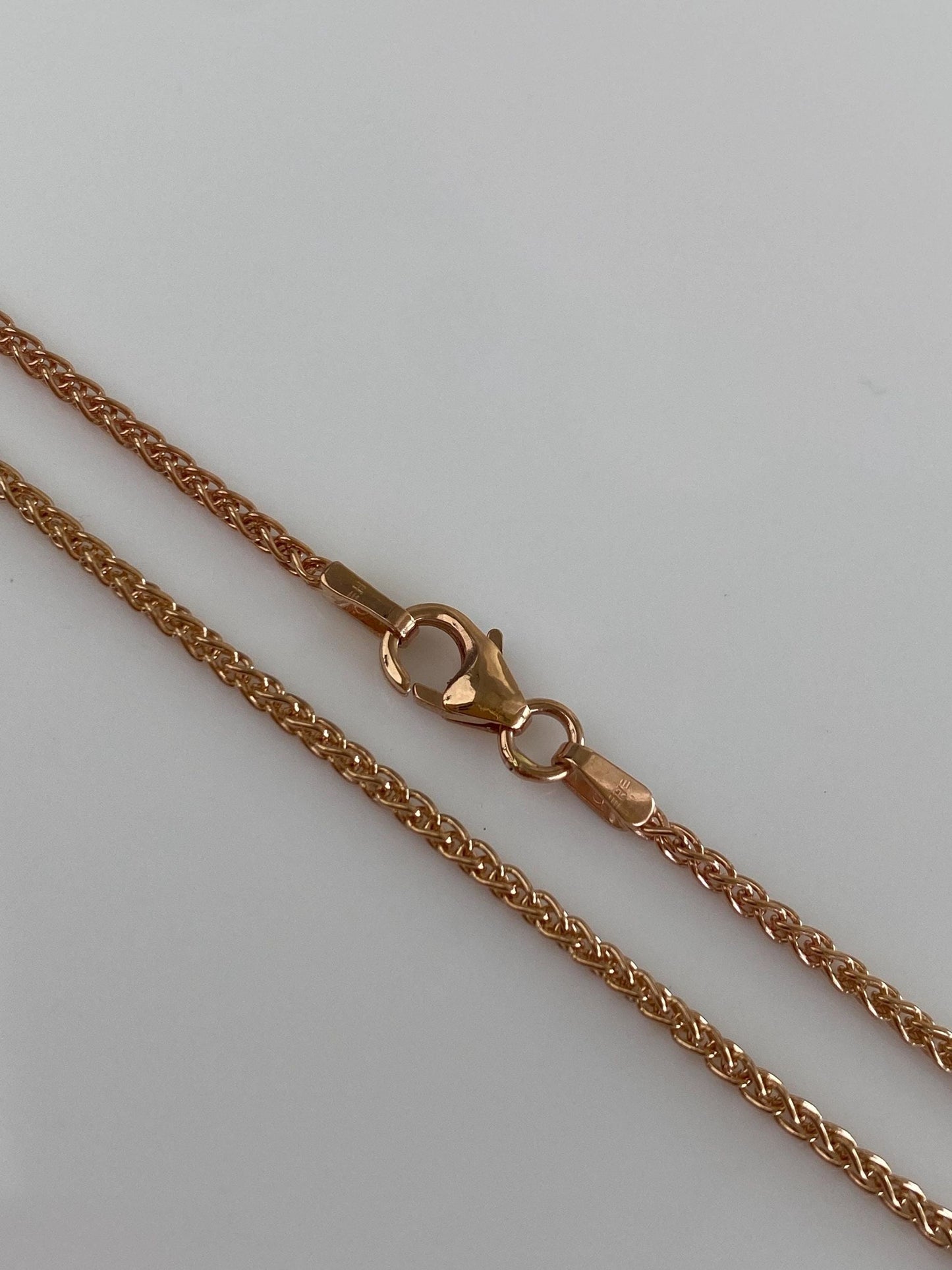 Vintage Solid 18k Rose Gold Wheat Chain Necklace - 18 inches