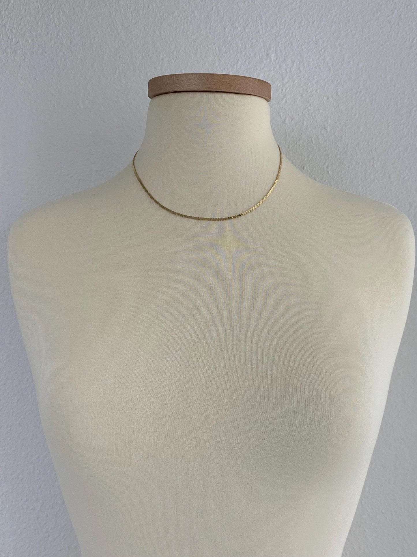 Vintage Solid 14k Yellow Gold Chunky Serpentine Chain Necklace - 18 inches