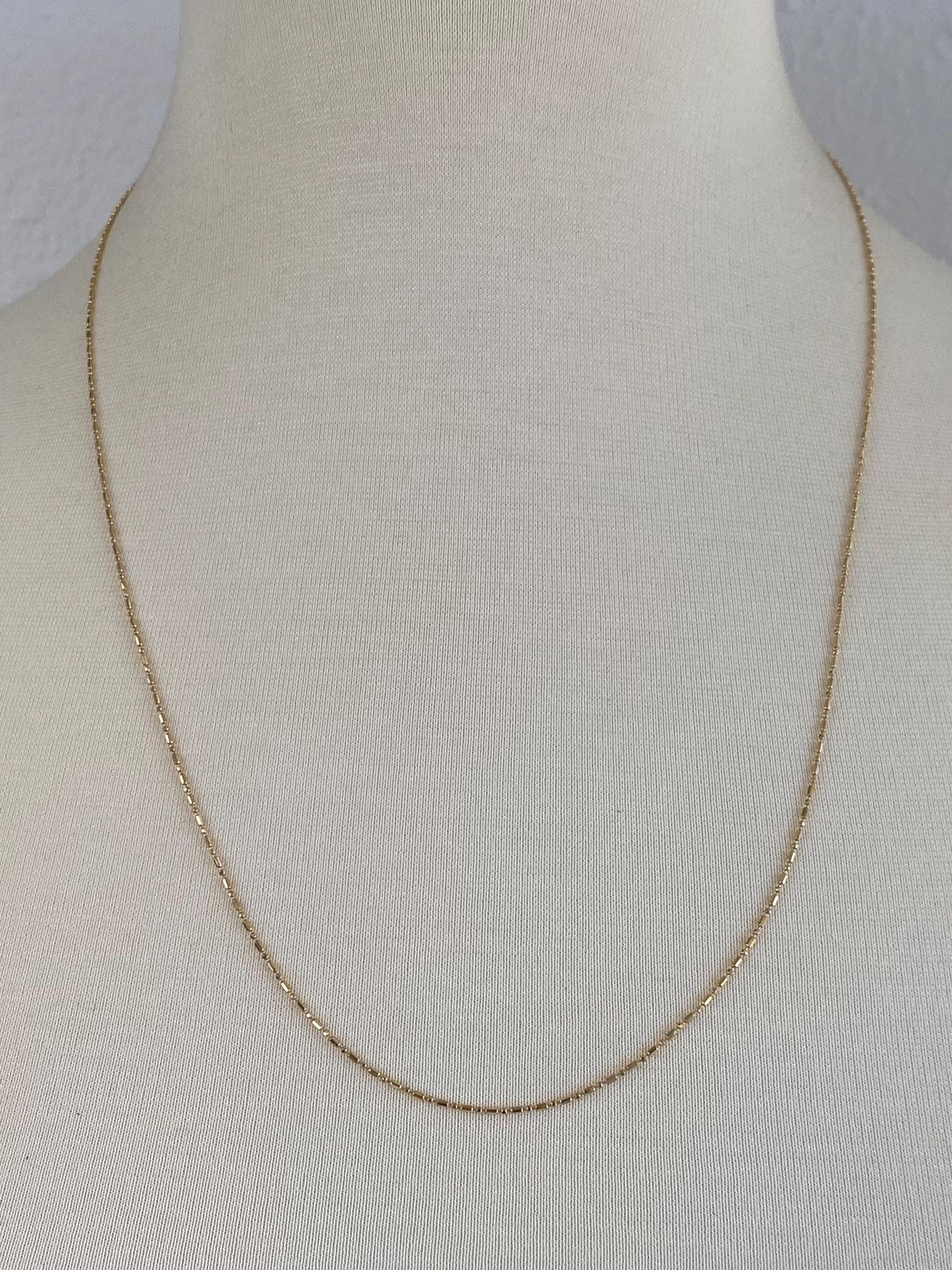 Vintage Solid 14k Yellow Gold Dainty Bead Chain Necklace - 24 inches