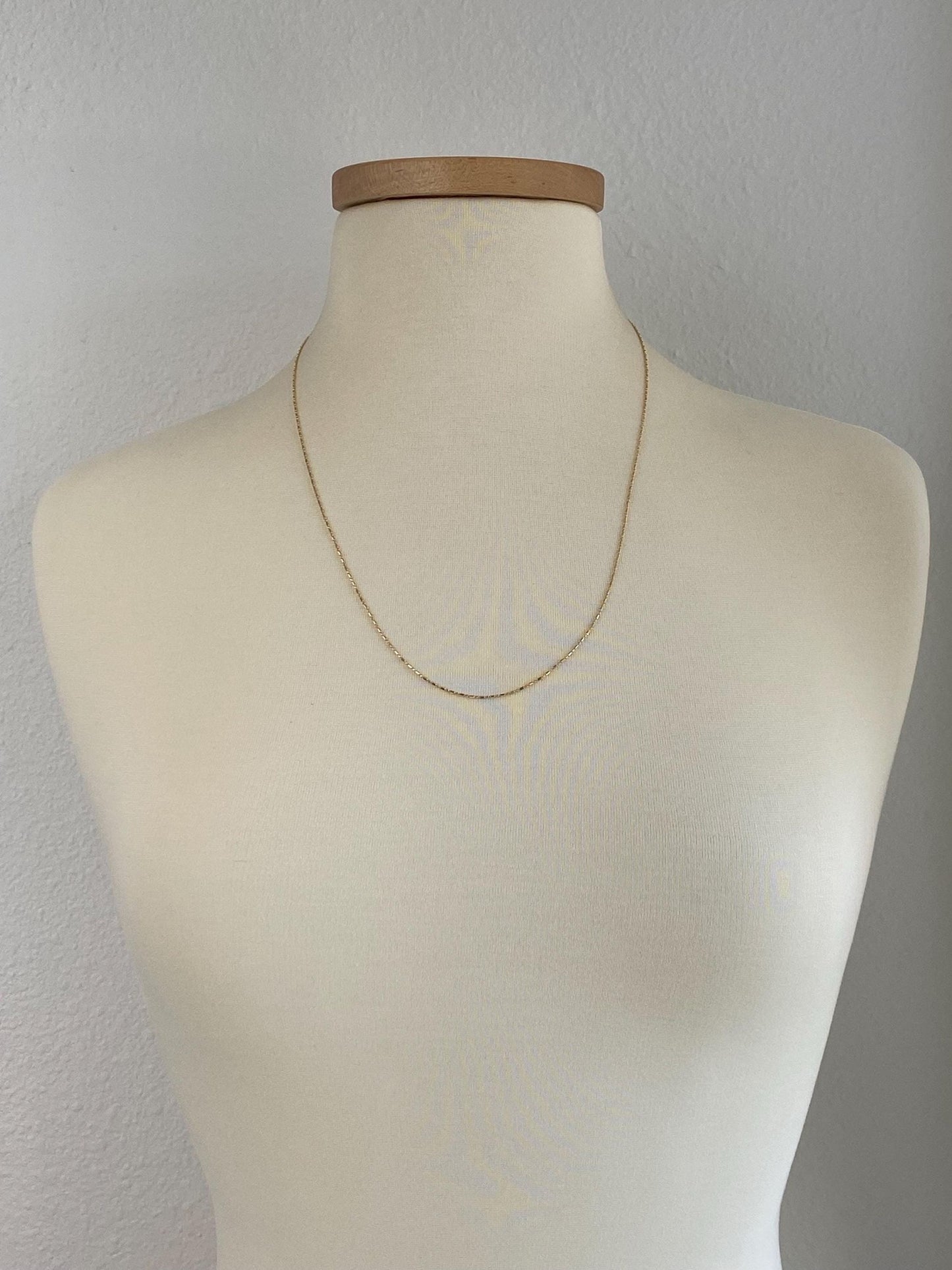 Vintage Solid 14k Yellow Gold Dainty Bead Chain Necklace - 24 inches