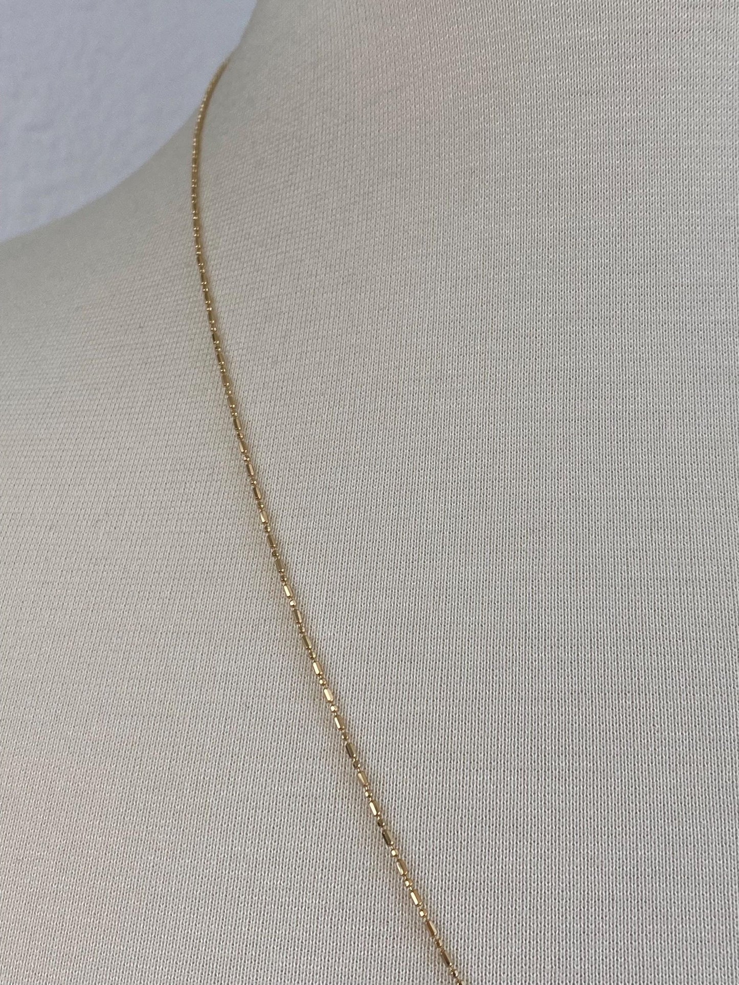 Vintage Solid 14k Yellow Gold Dainty Bead Chain Necklace - 24 inches