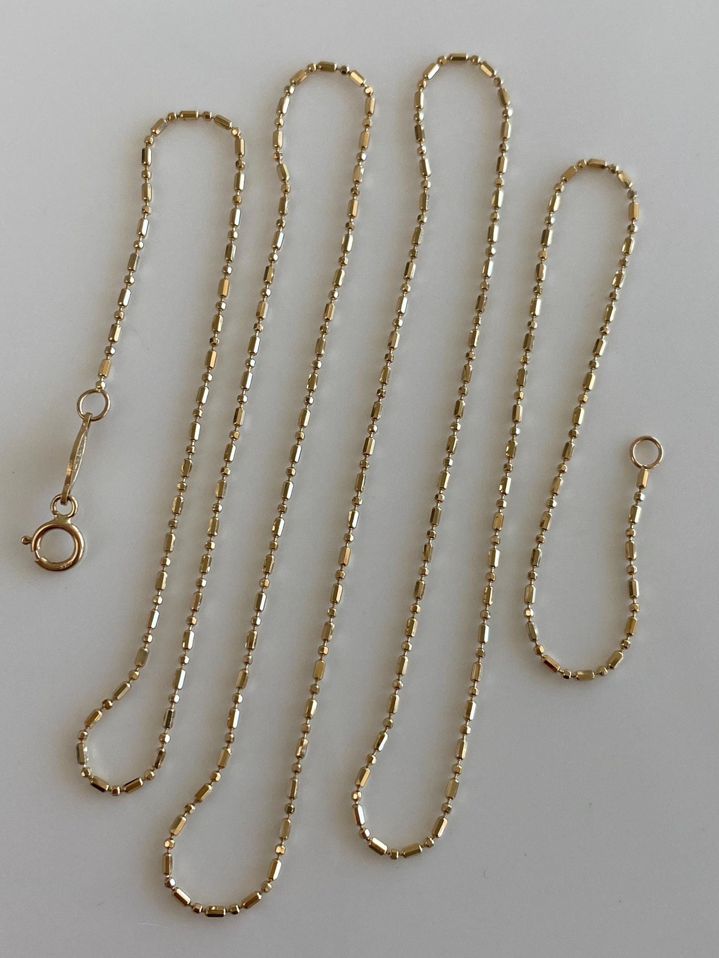 Vintage Solid 14k Yellow Gold Dainty Bead Chain Necklace - 24 inches