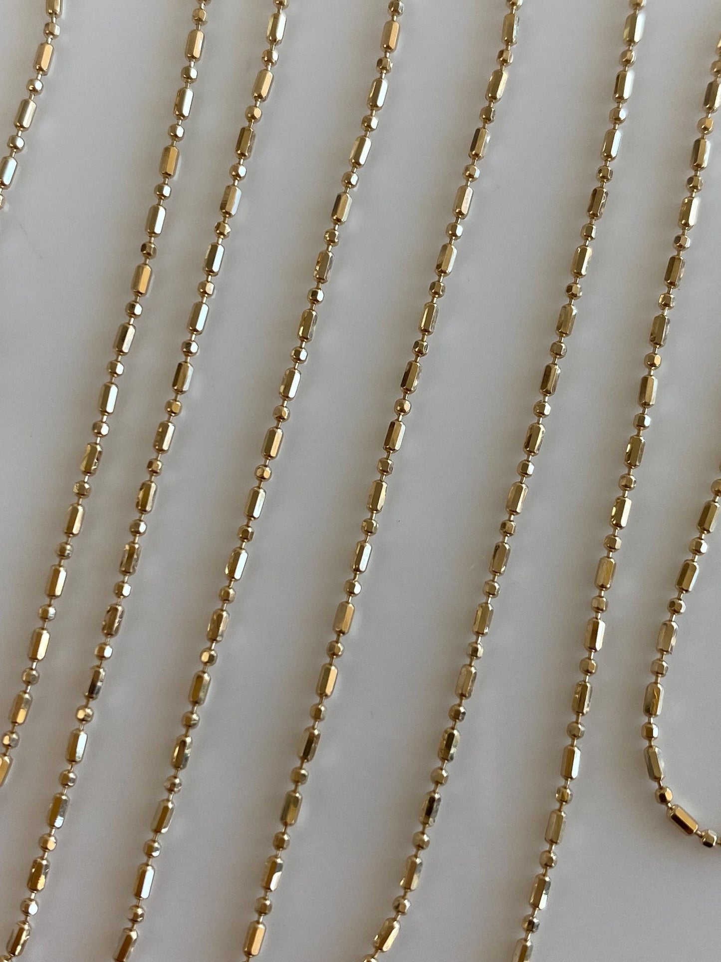 Vintage Solid 14k Yellow Gold Dainty Bead Chain Necklace - 24 inches