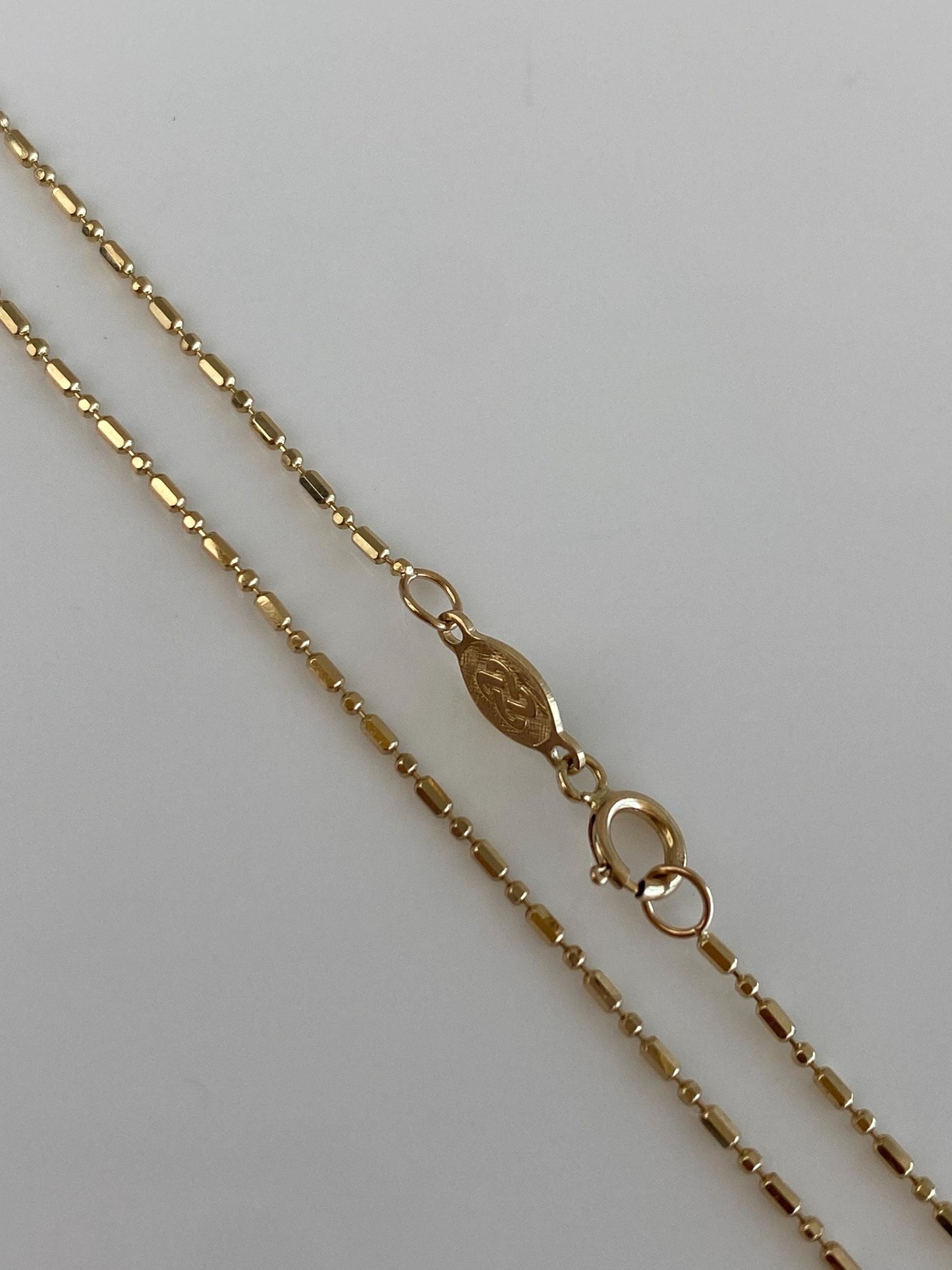 Vintage Solid 14k Yellow Gold Dainty Bead Chain Necklace - 24 inches