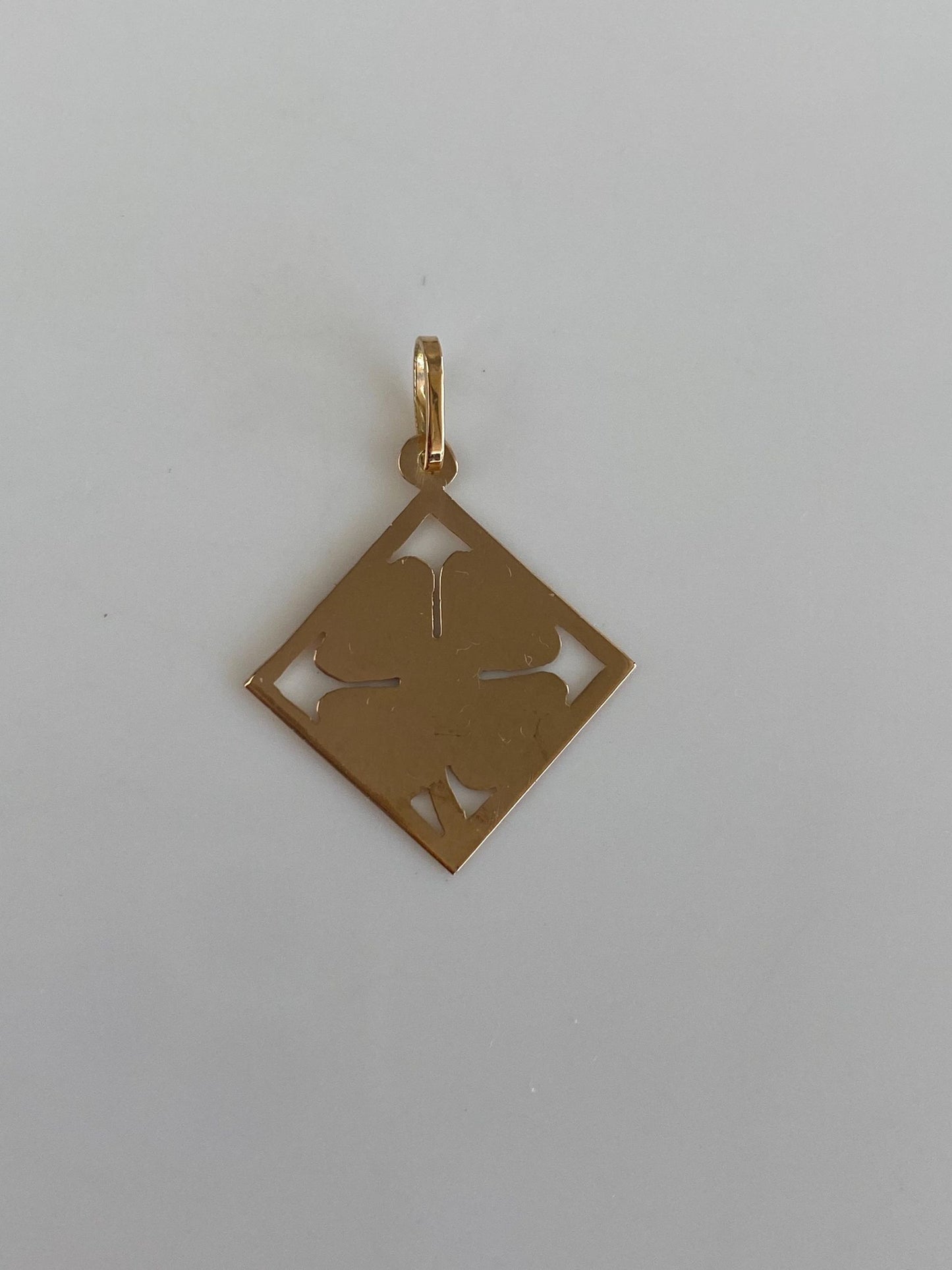 Vintage Solid 14k Rosey Gold Engraved 4 Leaf Clover Boxed Charm