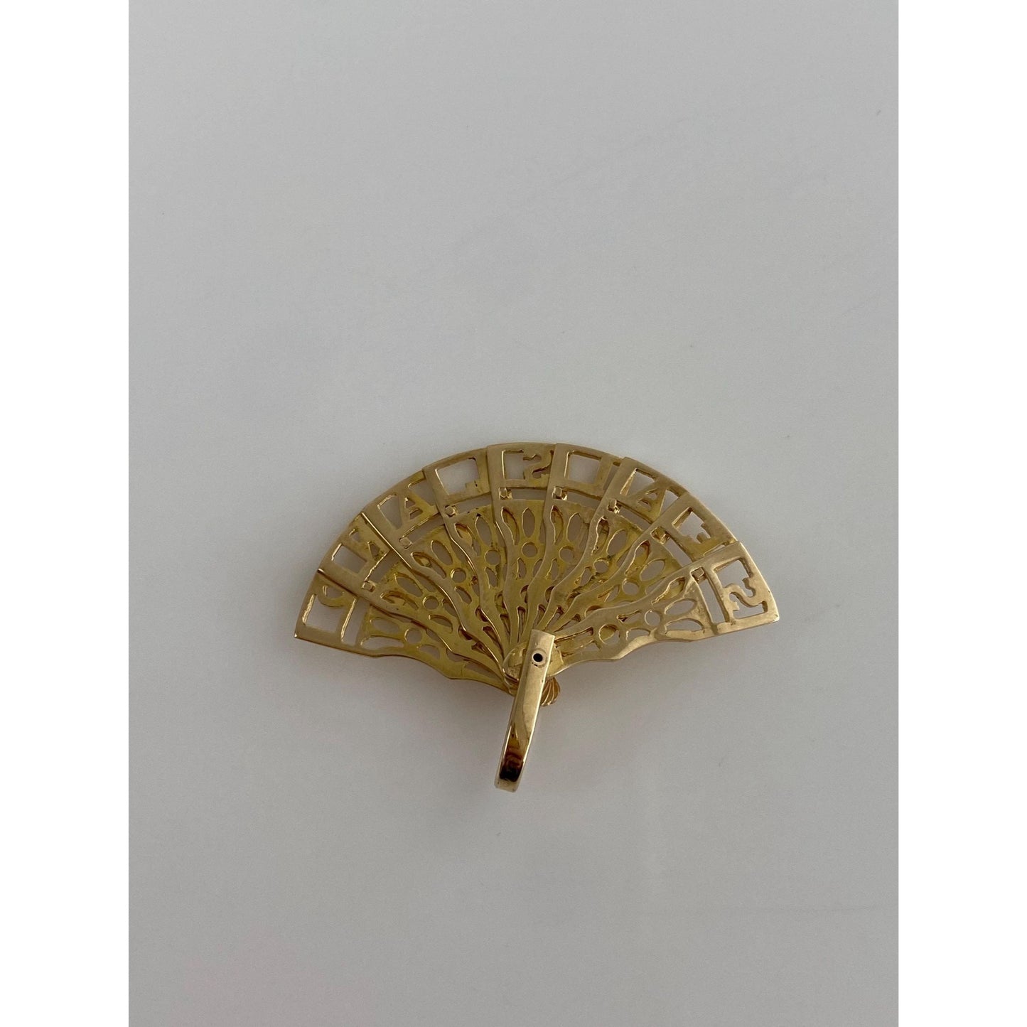 Solid 14k Yellow Gold Red Enamel Articulated 'Sea Island' Fan Charm