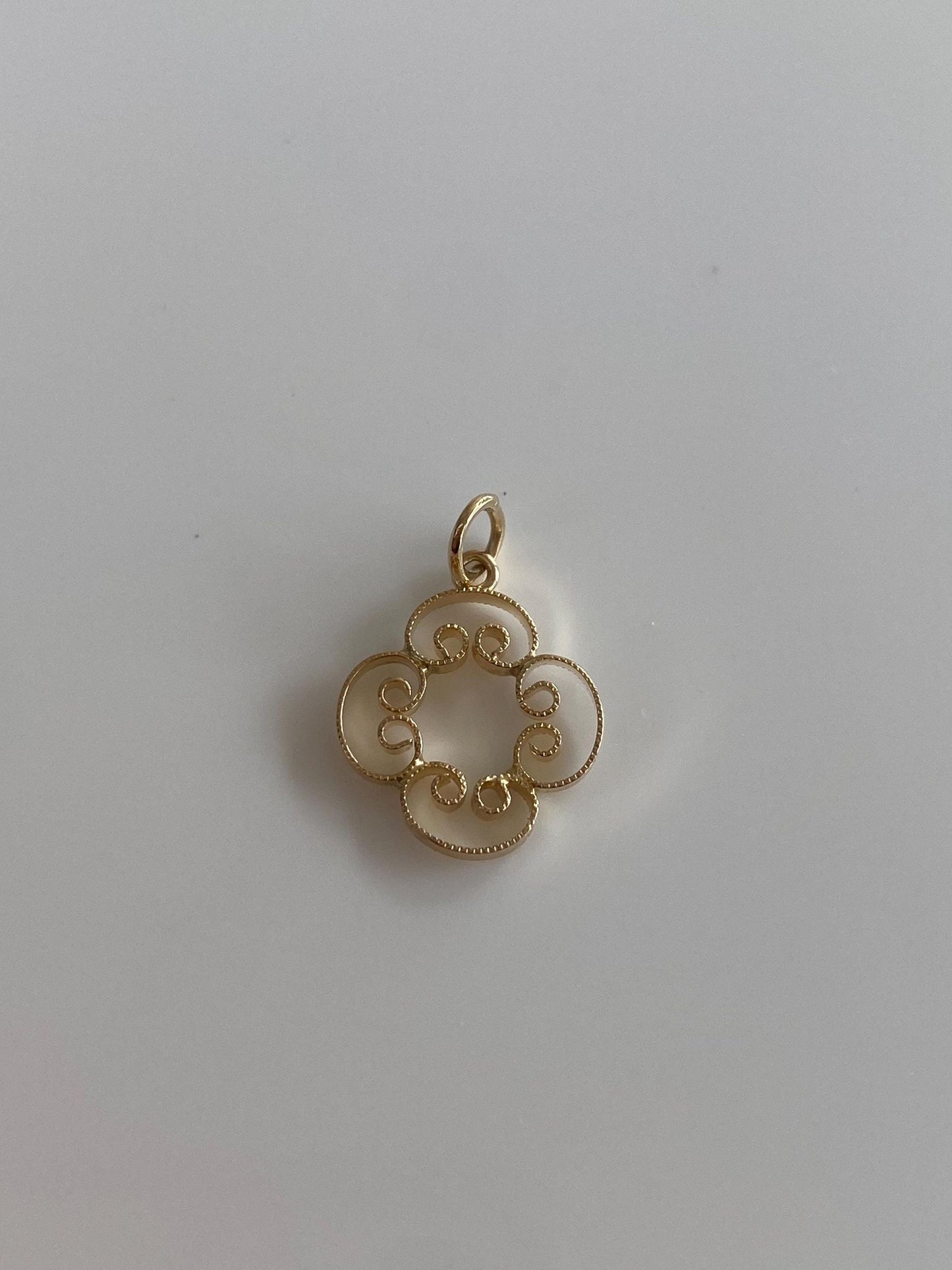 Solid 14k Yellow Gold Filigree Charm