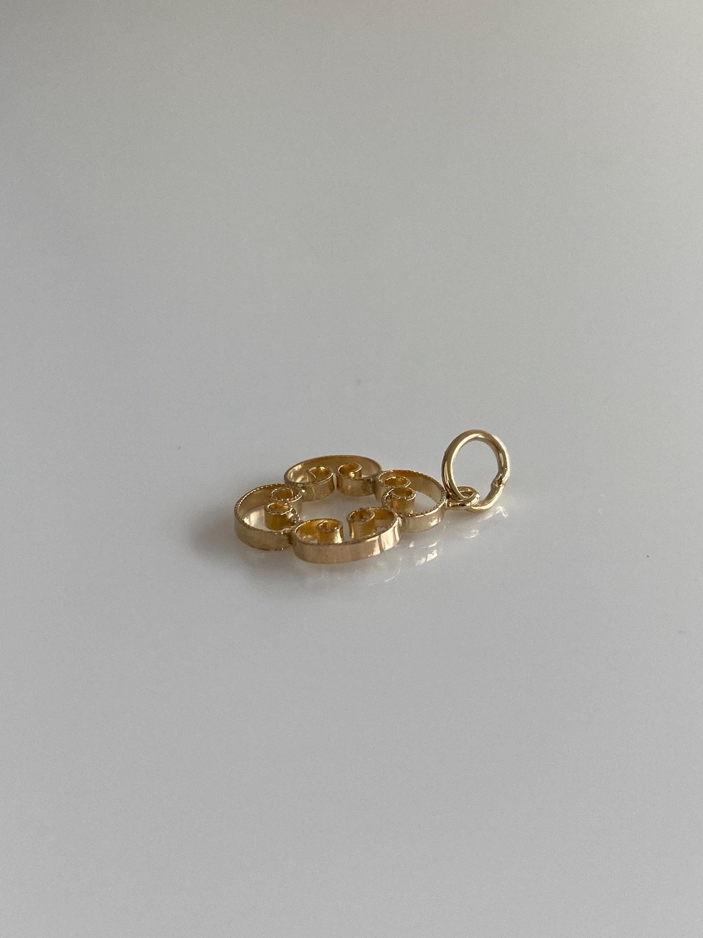 Solid 14k Yellow Gold Filigree Charm