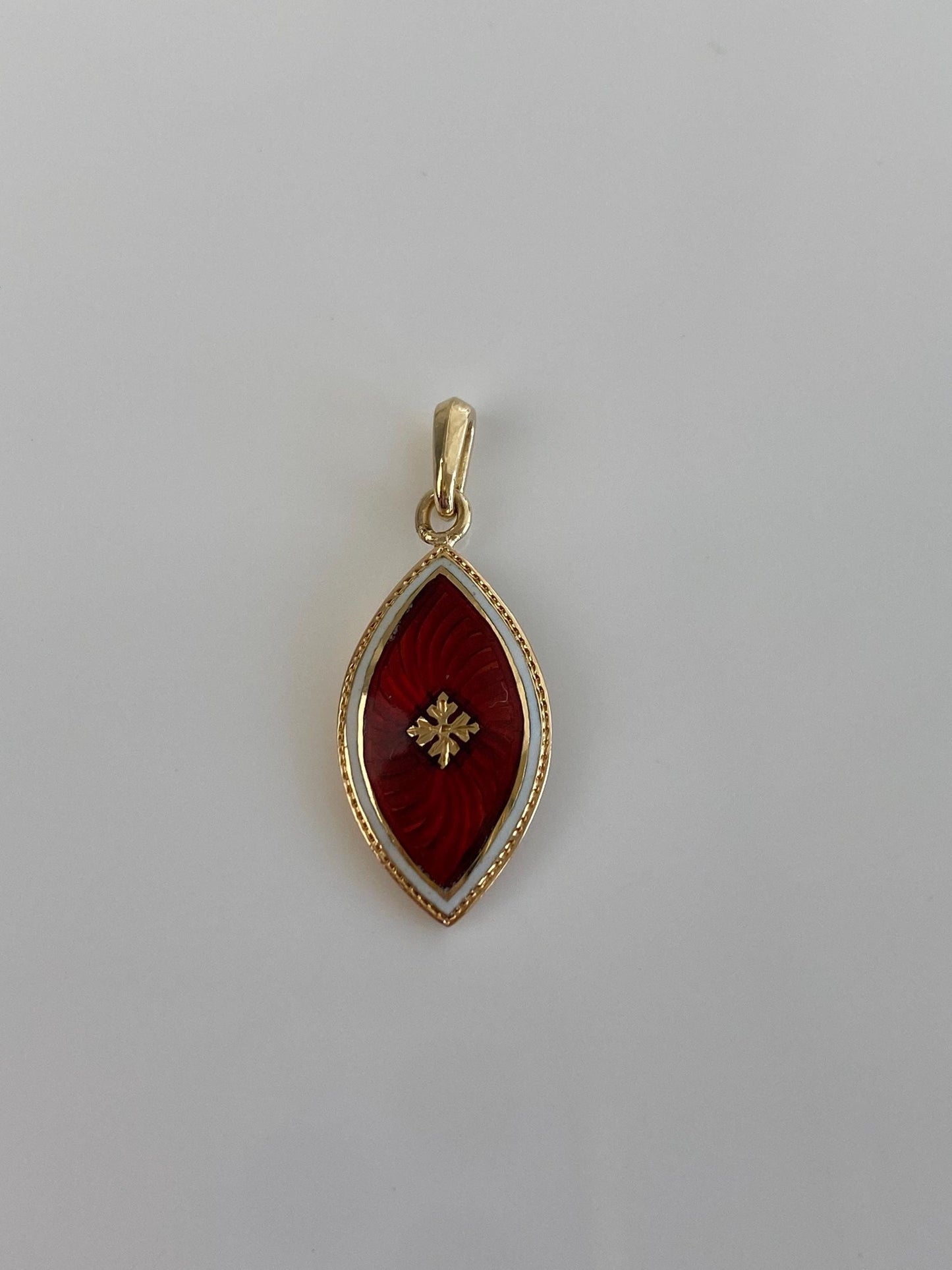 Vintage Solid 14k Yellow Gold Red Enamel Charm