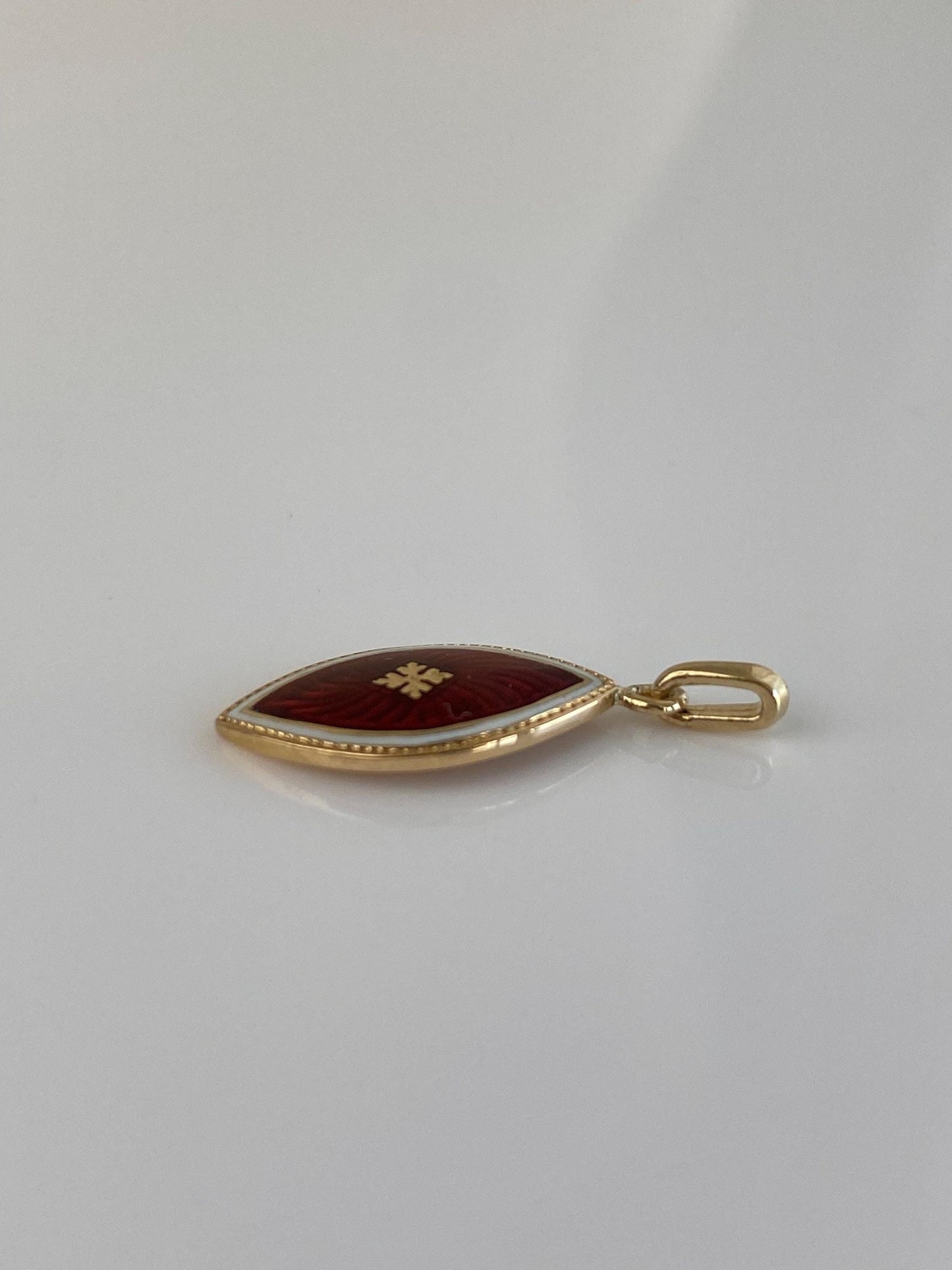 Vintage Solid 14k Yellow Gold Red Enamel Charm