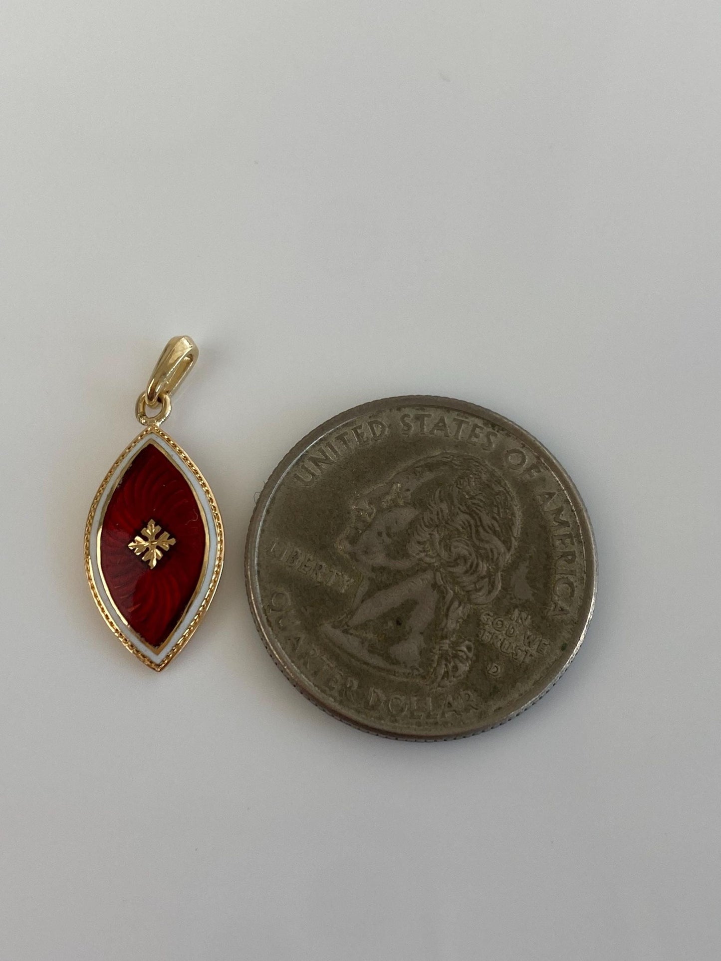Vintage Solid 14k Yellow Gold Red Enamel Charm