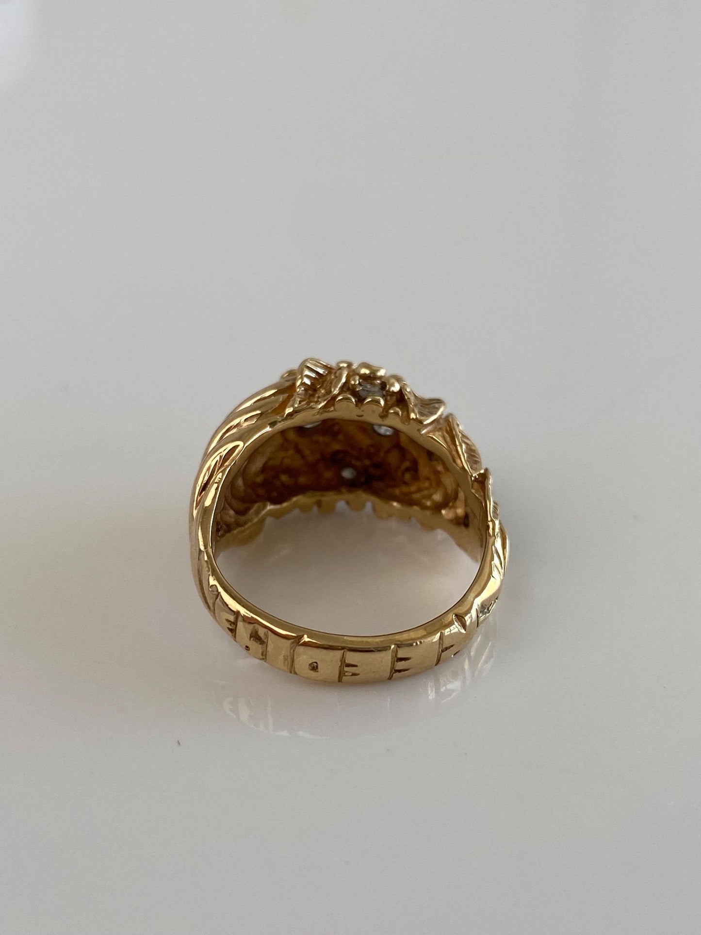 Vintage Solid 14k Yellow Gold Diamond Flower Ring Band - Size 5.75