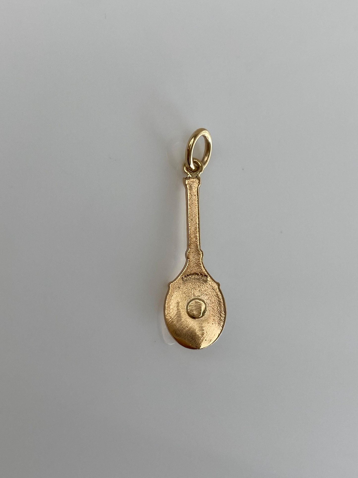 Vintage Solid 14k Yellow Gold Pearl Tennis Racket Charm
