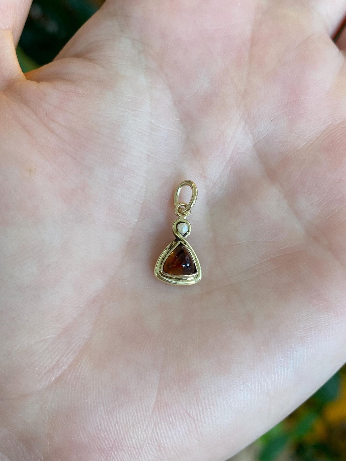 Vintage Solid 14k Yellow Gold Citrine Seed Pearl Stick Pin Conversion Charm