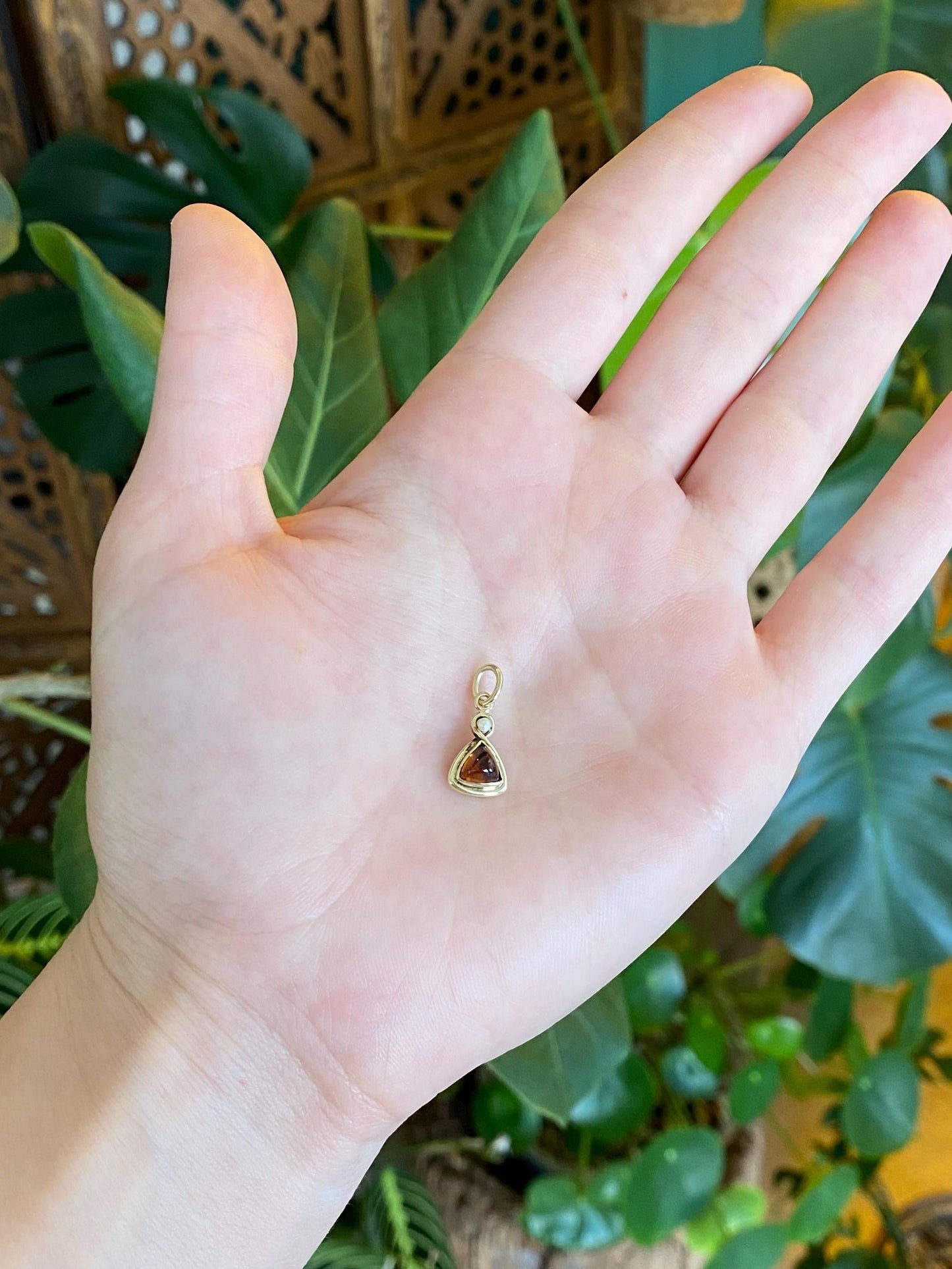 Vintage Solid 14k Yellow Gold Citrine Seed Pearl Stick Pin Conversion Charm
