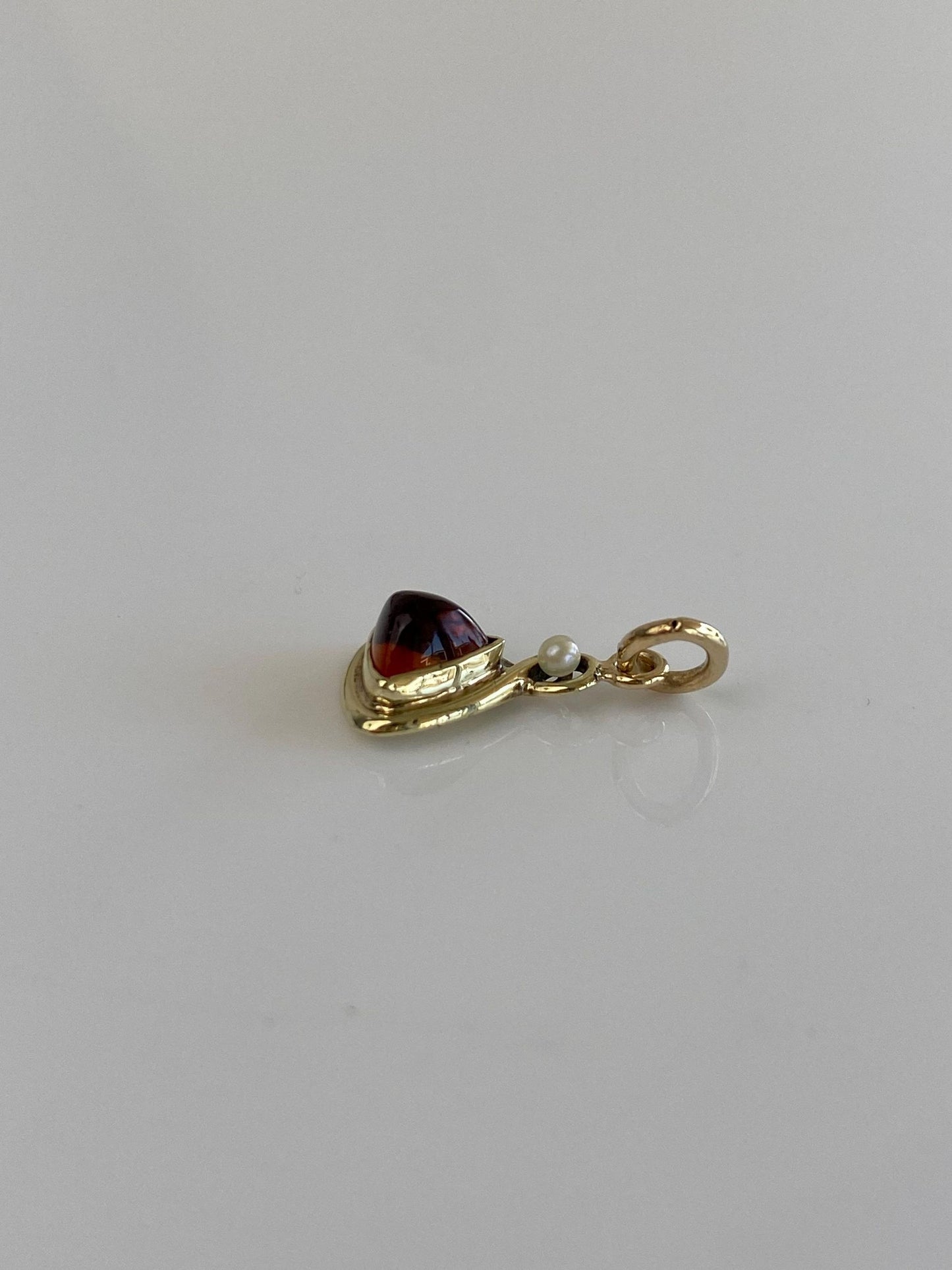 Vintage Solid 14k Yellow Gold Citrine Seed Pearl Stick Pin Conversion Charm