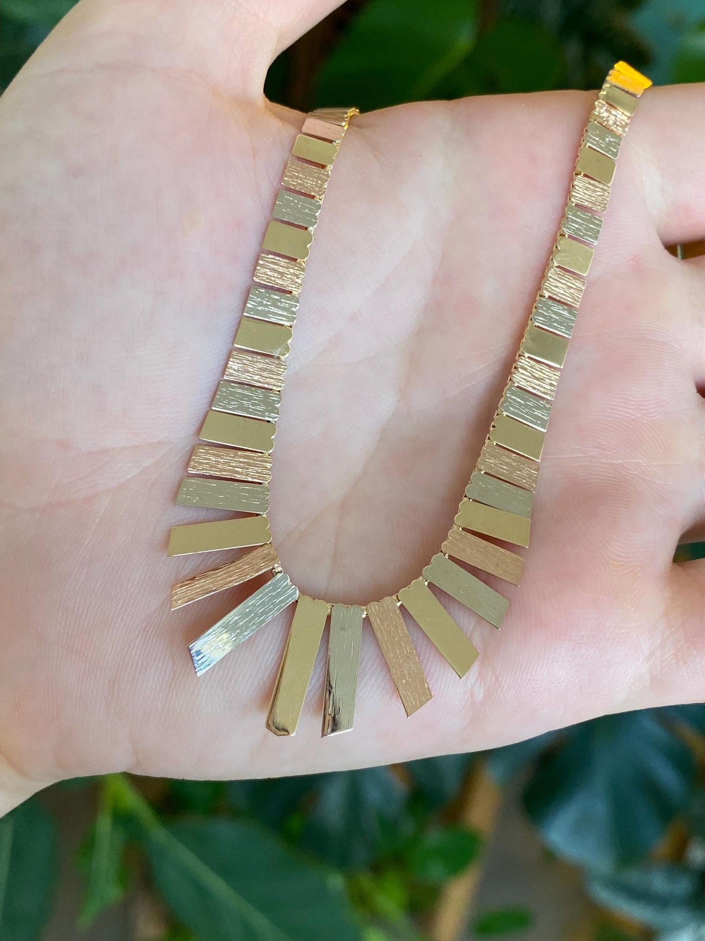 Vintage Solid 14k Tri Tone Gold Cleopatra Diamond Cut Rope Chain Necklace - 20.25 inches
