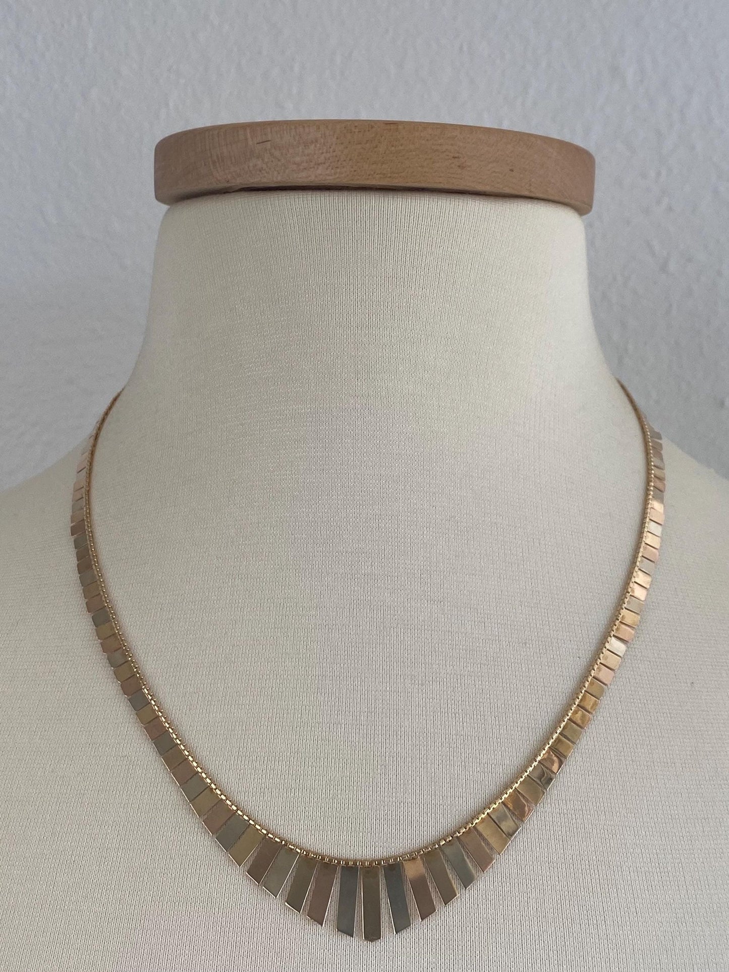 Vintage Solid 14k Tri Tone Gold Cleopatra Diamond Cut Rope Chain Necklace - 20.25 inches