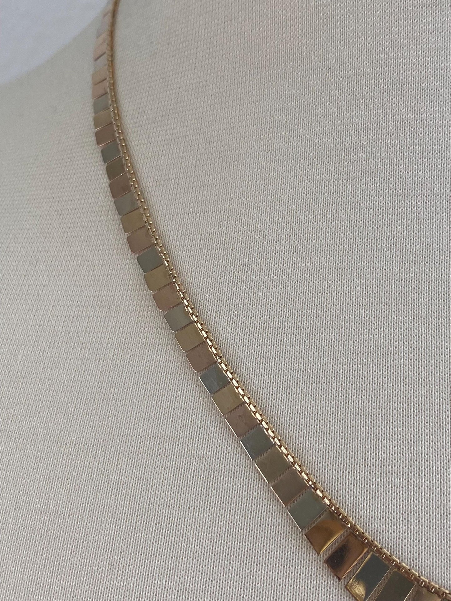 Vintage Solid 14k Tri Tone Gold Cleopatra Diamond Cut Rope Chain Necklace - 20.25 inches