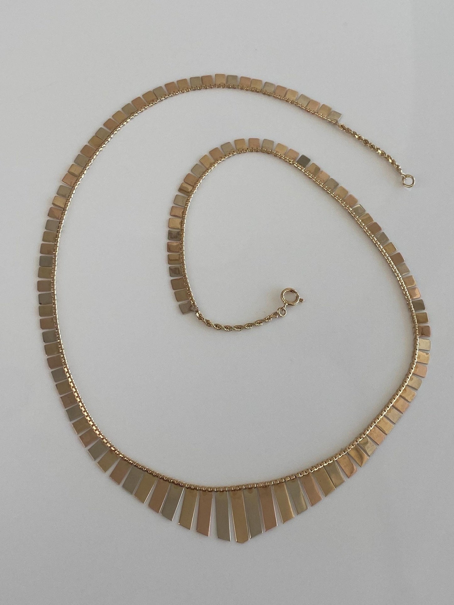 Vintage Solid 14k Tri Tone Gold Cleopatra Diamond Cut Rope Chain Necklace - 20.25 inches