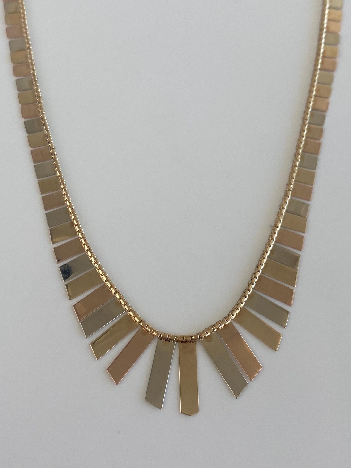 Vintage Solid 14k Tri Tone Gold Cleopatra Diamond Cut Rope Chain Necklace - 20.25 inches