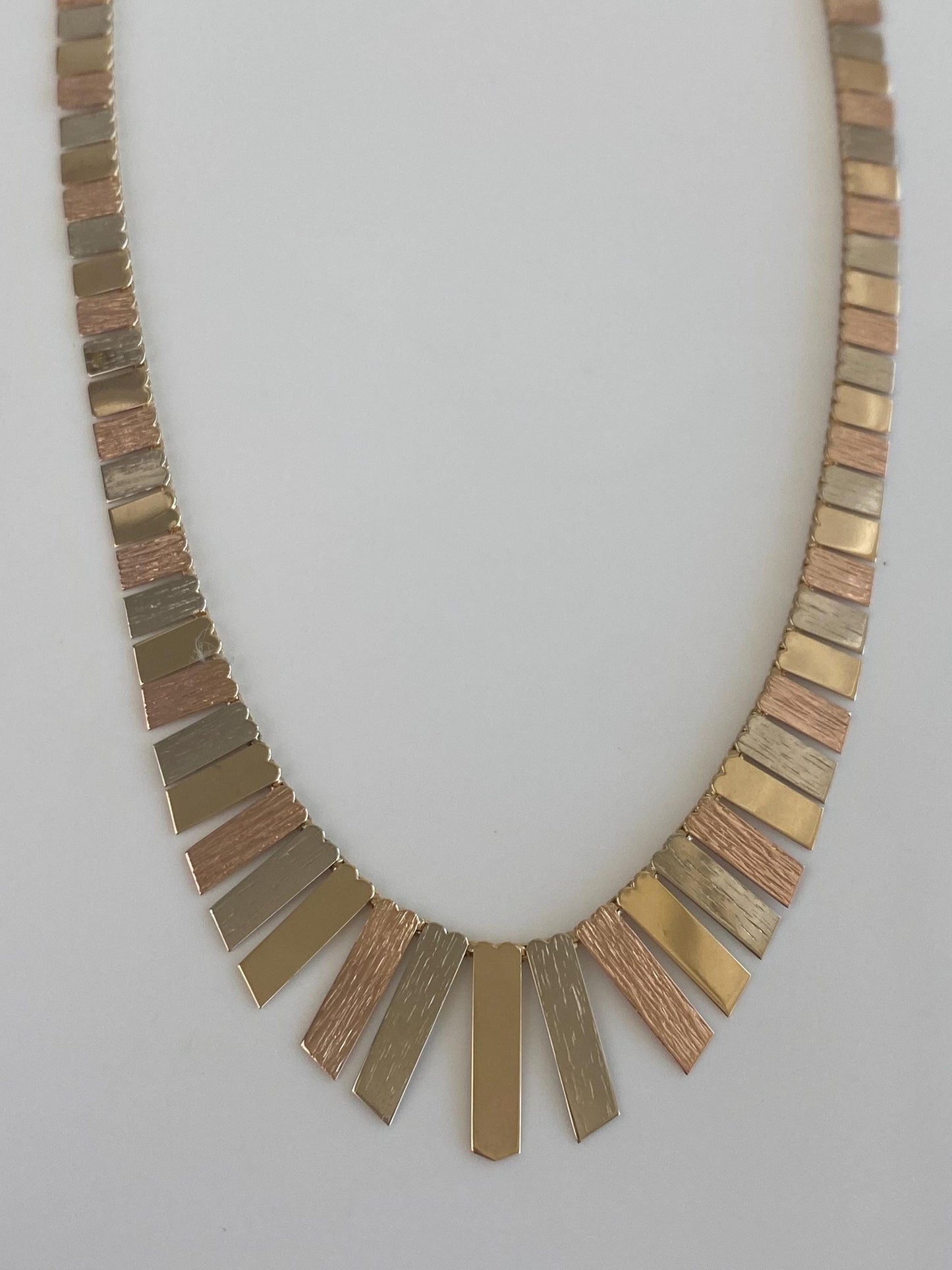 Vintage Solid 14k Tri Tone Gold Cleopatra Diamond Cut Rope Chain Necklace - 20.25 inches