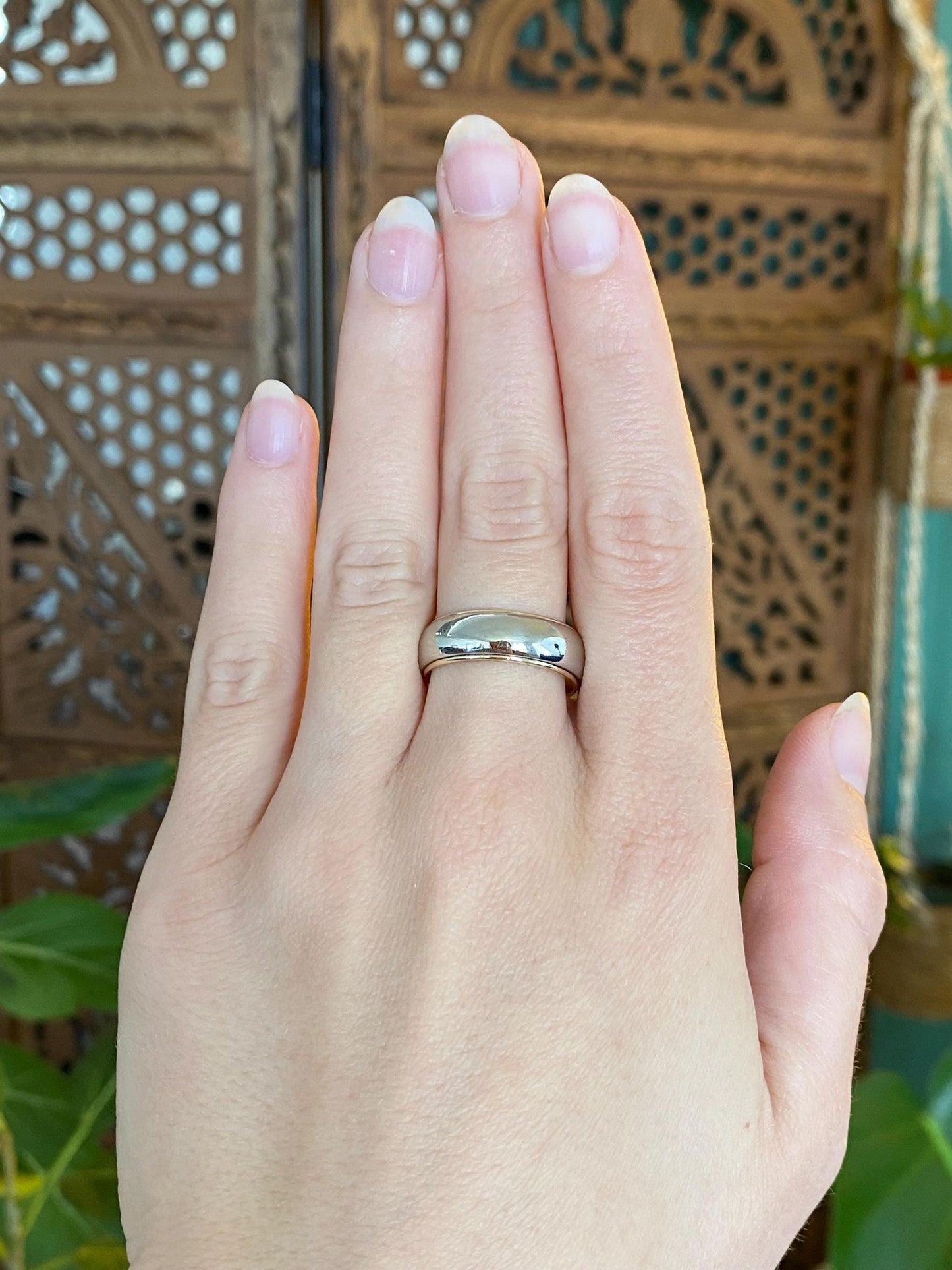 Vintage Solid 14k White & Yellow Gold Ring Band - Size 8.75