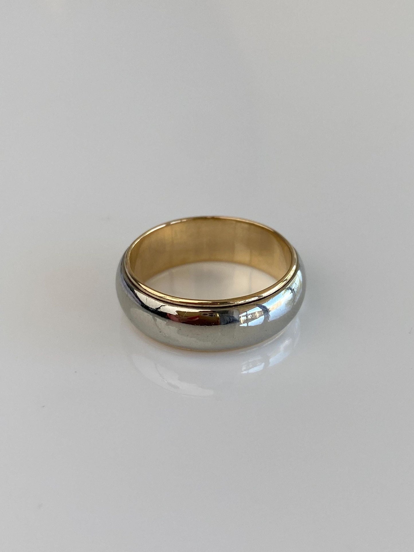 Vintage Solid 14k White & Yellow Gold Ring Band - Size 8.75