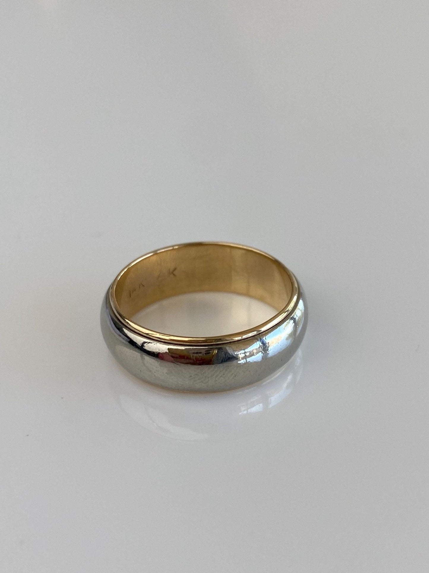 Vintage Solid 14k White & Yellow Gold Ring Band - Size 8.75