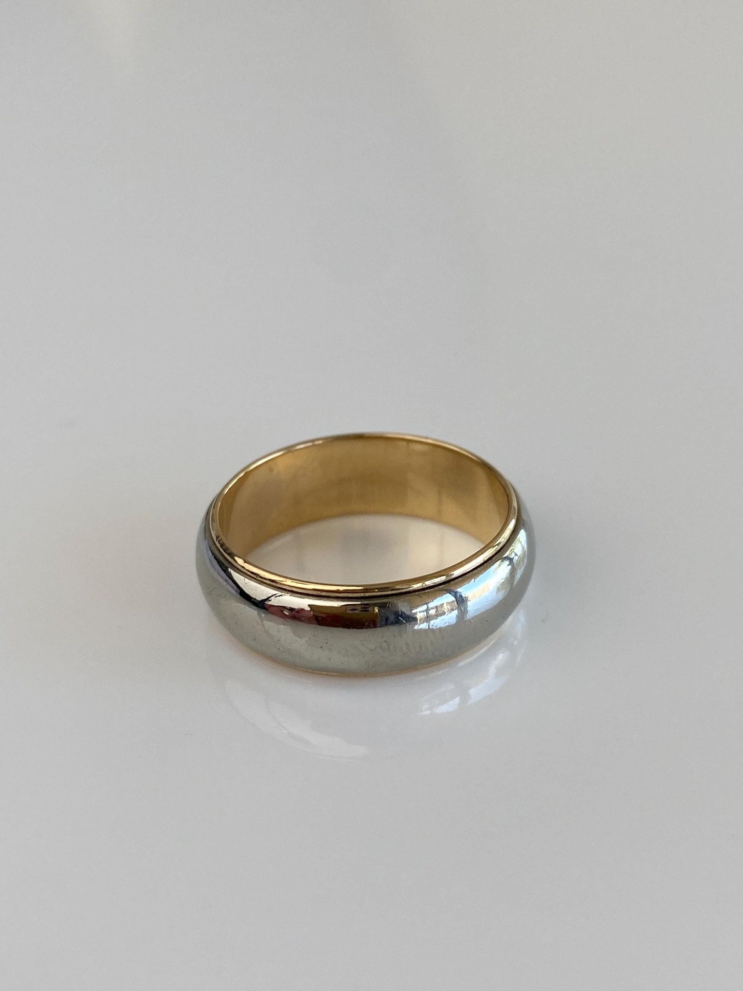 Vintage Solid 14k White & Yellow Gold Ring Band - Size 8.75