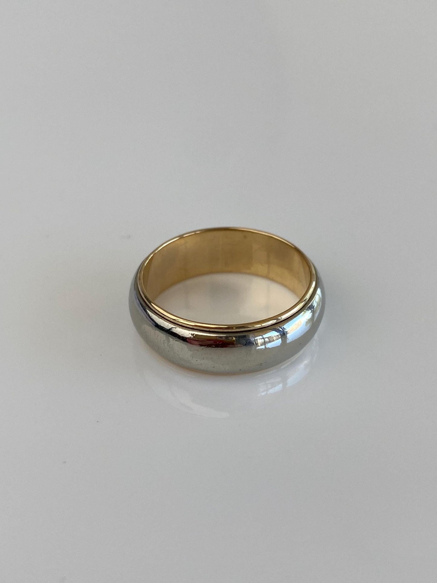 Vintage Solid 14k White & Yellow Gold Ring Band - Size 8.75