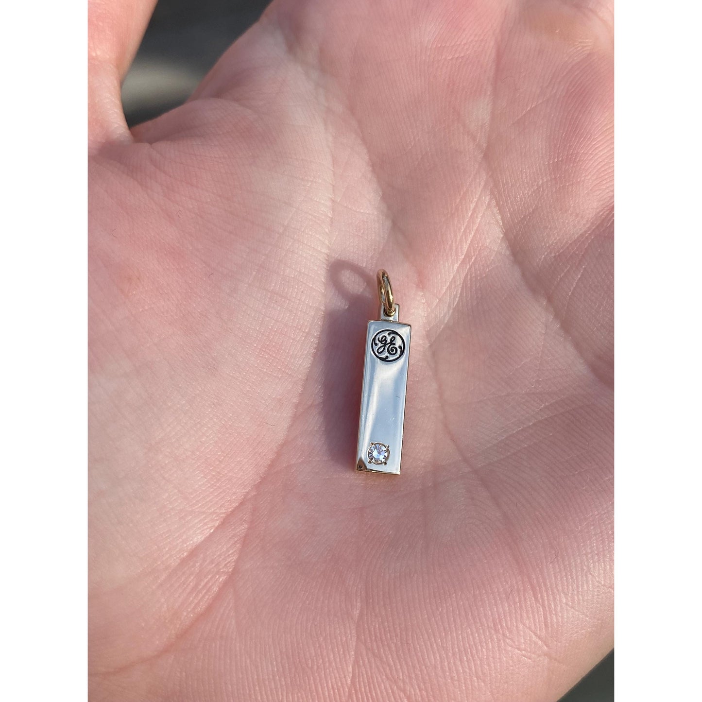 Vintage Solid 10k Yellow Gold Diamond General Electric GE Charm
