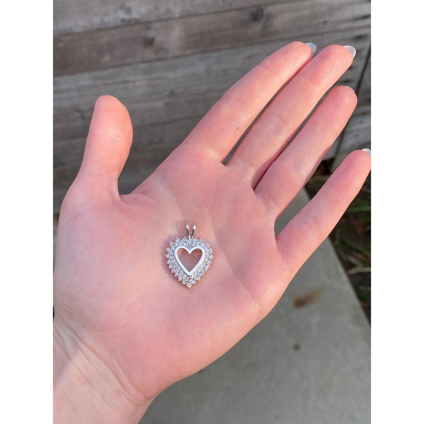 Vintage Solid 10k White Gold Diamond Heart Charm