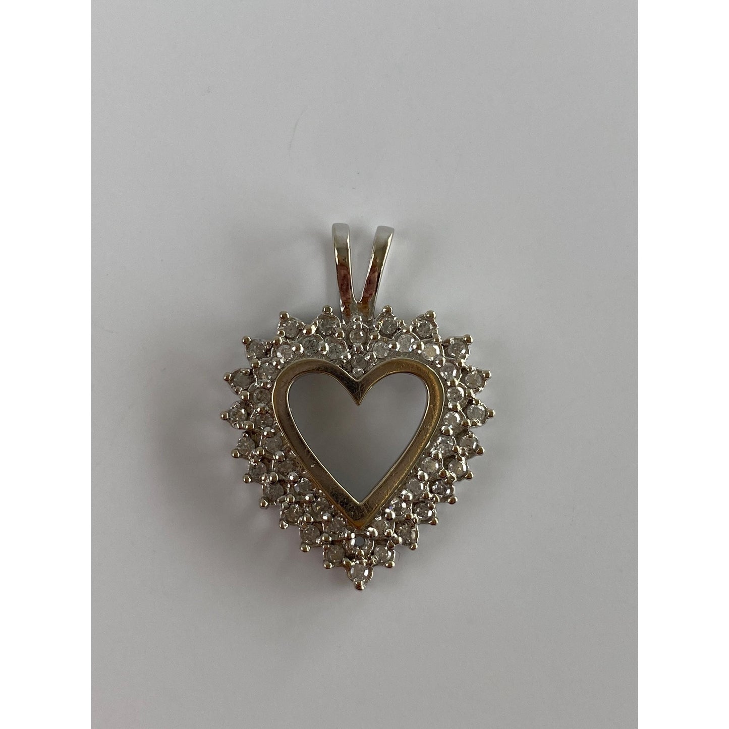 Vintage Solid 10k White Gold Diamond Heart Charm