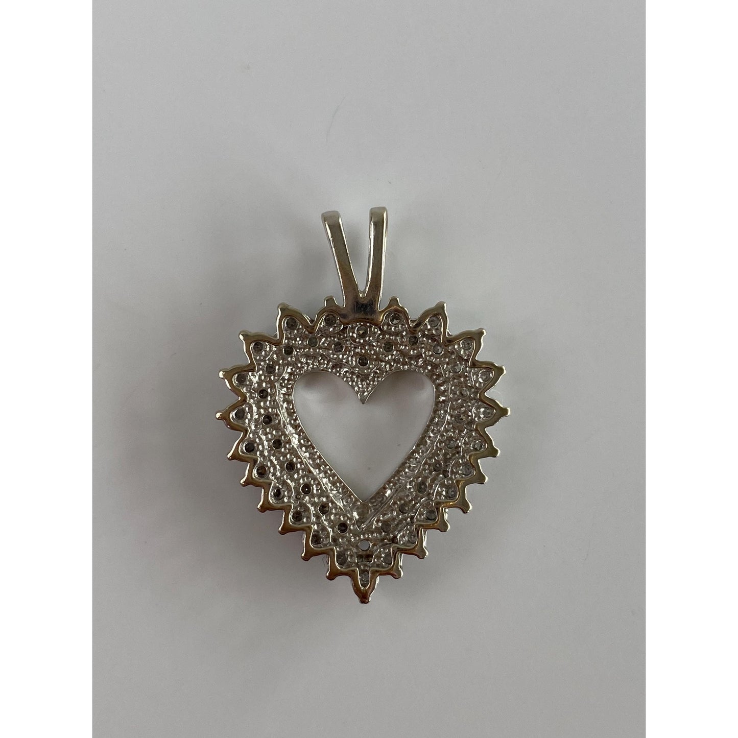 Vintage Solid 10k White Gold Diamond Heart Charm