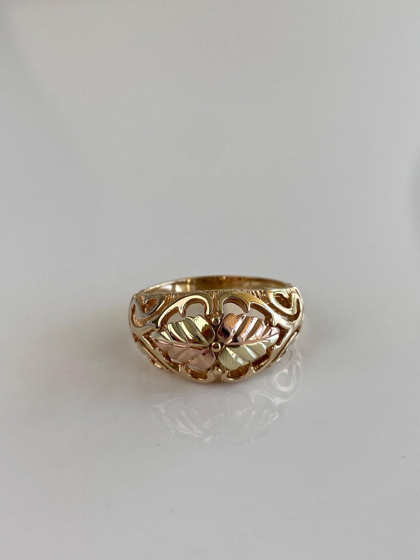Solid 10k Black Hills Gold Leaf Ring - Size 6.75