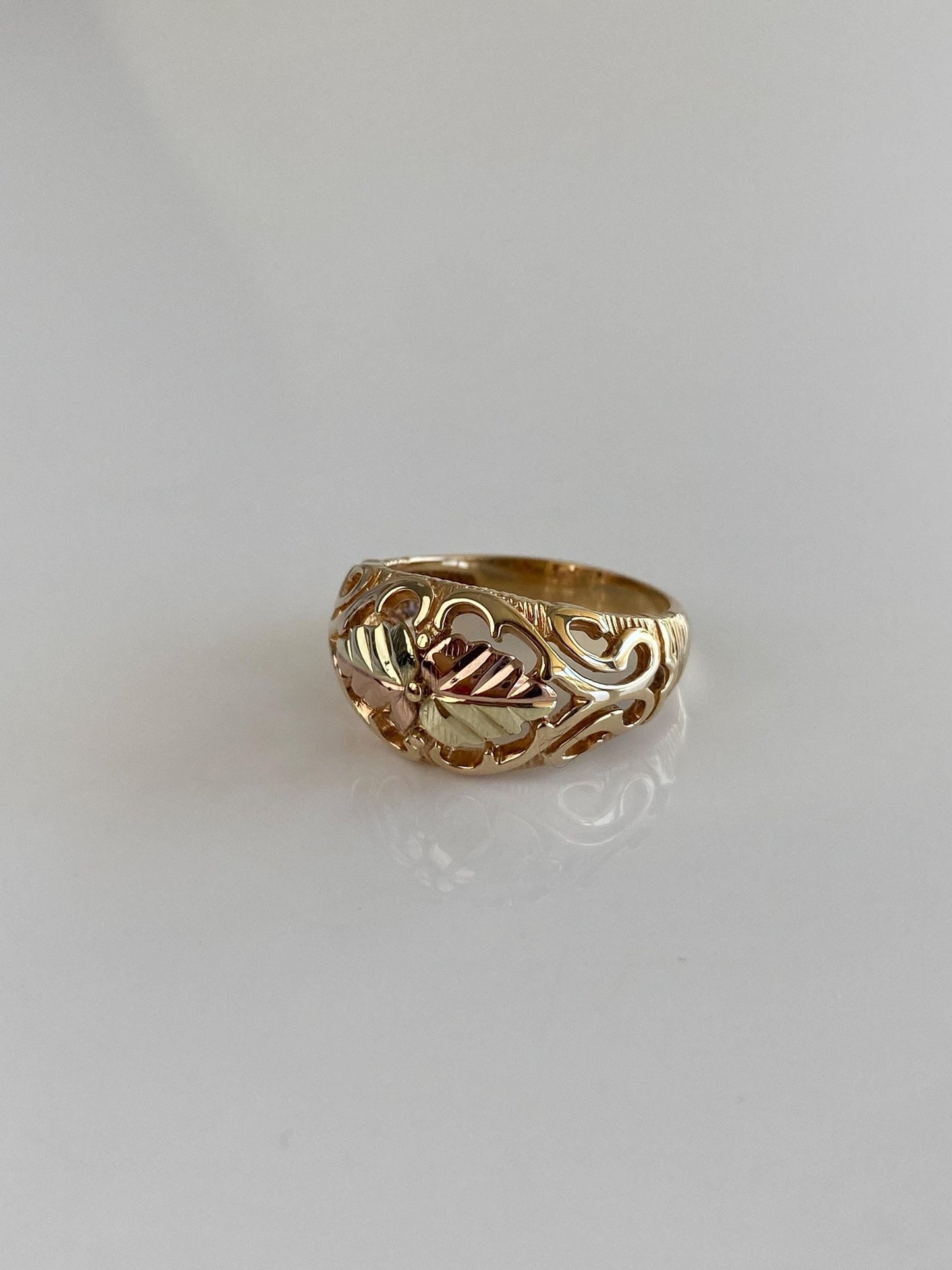 Solid 10k Black Hills Gold Leaf Ring - Size 6.75