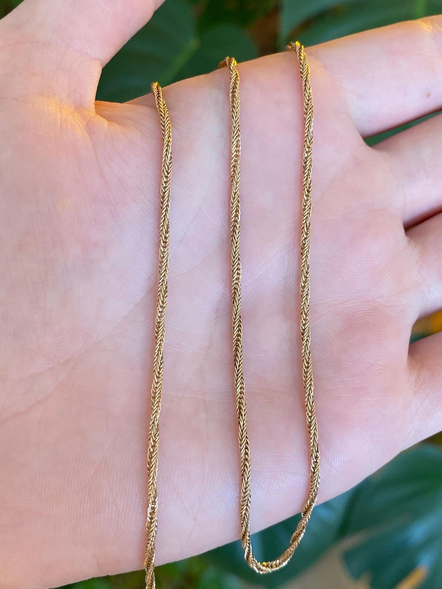 Vintage Solid 14k Yellow Gold Twisted Wheat Chain Necklace - 16.5 inches