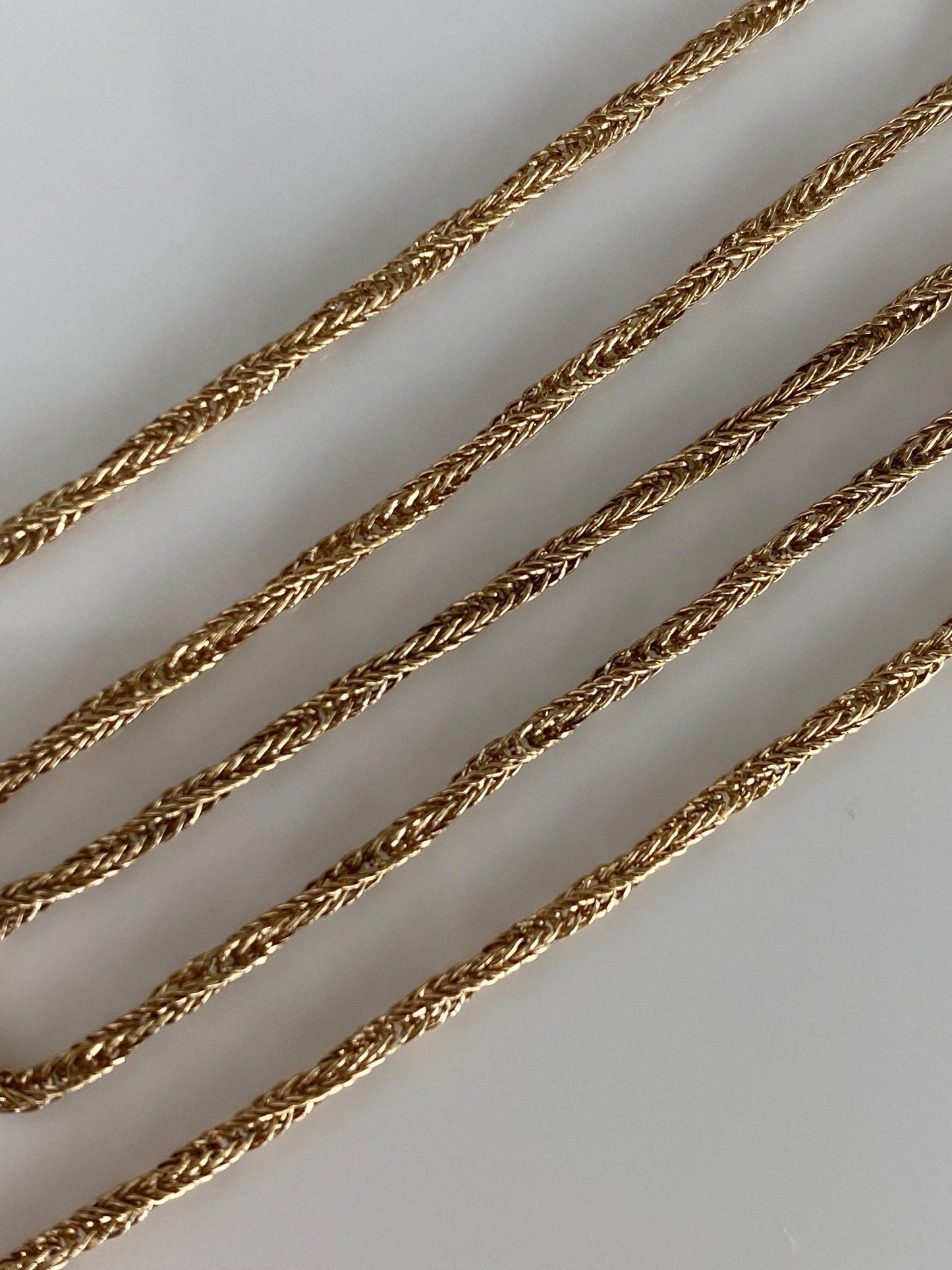 Vintage Solid 14k Yellow Gold Twisted Wheat Chain Necklace - 16.5 inches