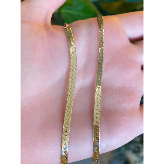 Vintage Solid 14k Yellow Gold Herringbone Chain Necklace - 20.5 inches