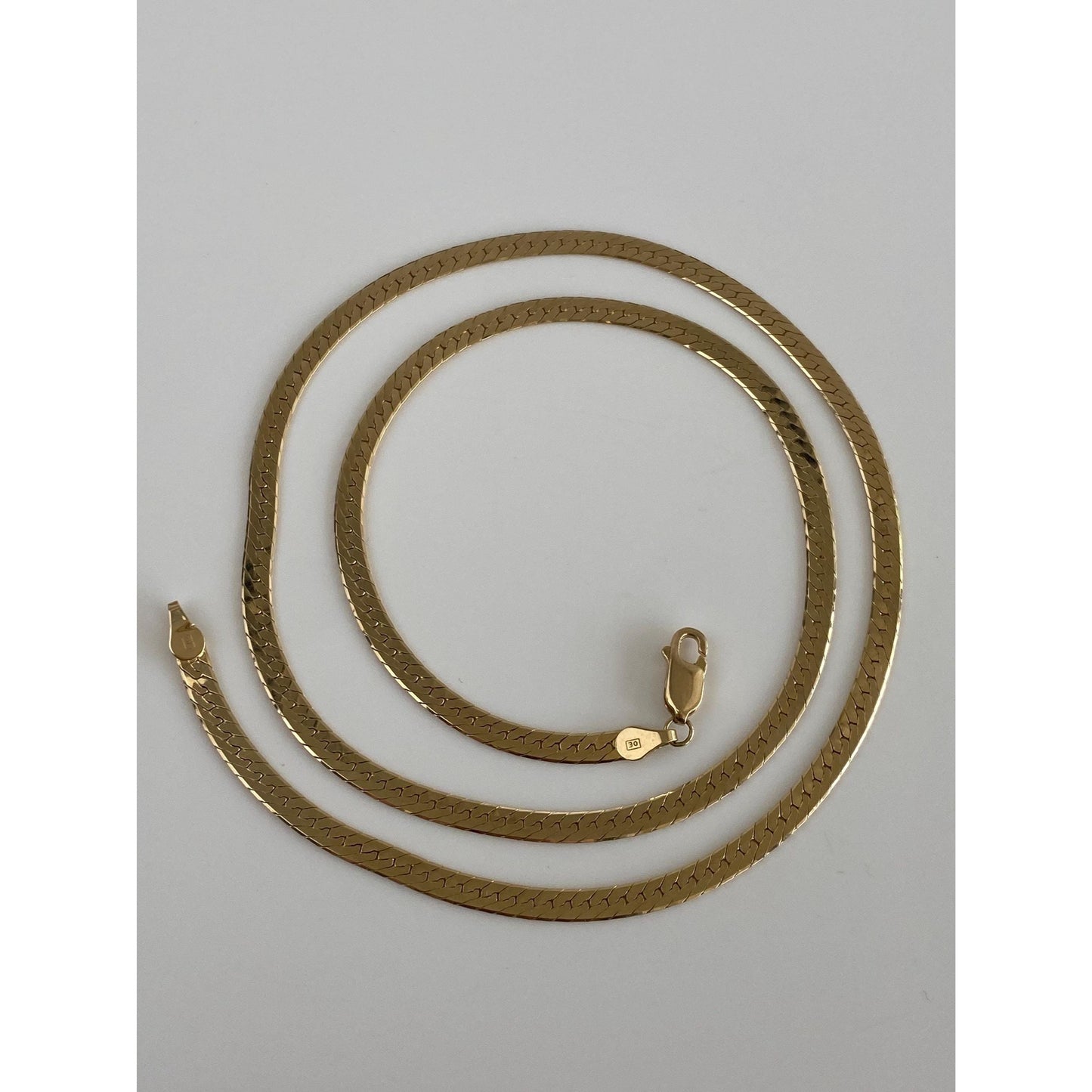 Vintage Solid 14k Yellow Gold Herringbone Chain Necklace - 20.5 inches