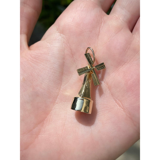 Vintage 14k Yellow Gold Articulated Windmill Charm