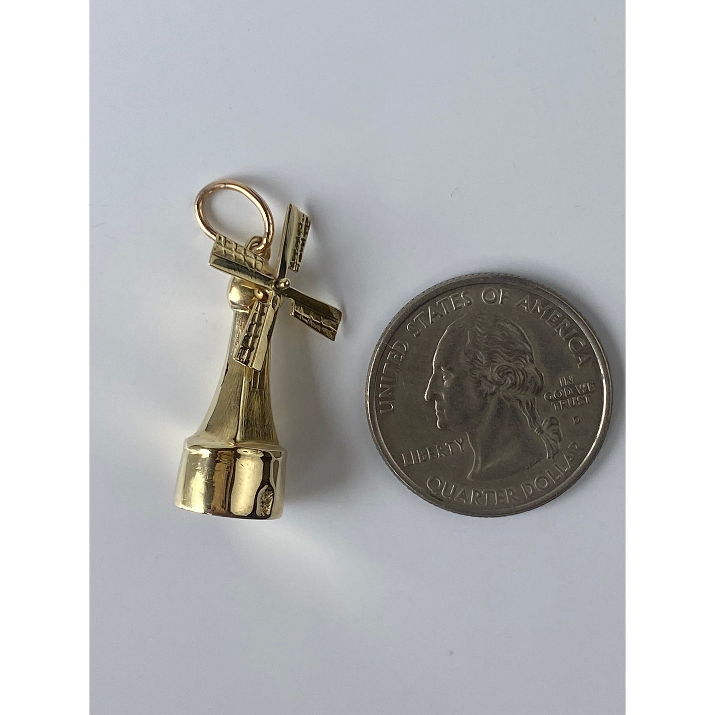Vintage 14k Yellow Gold Articulated Windmill Charm