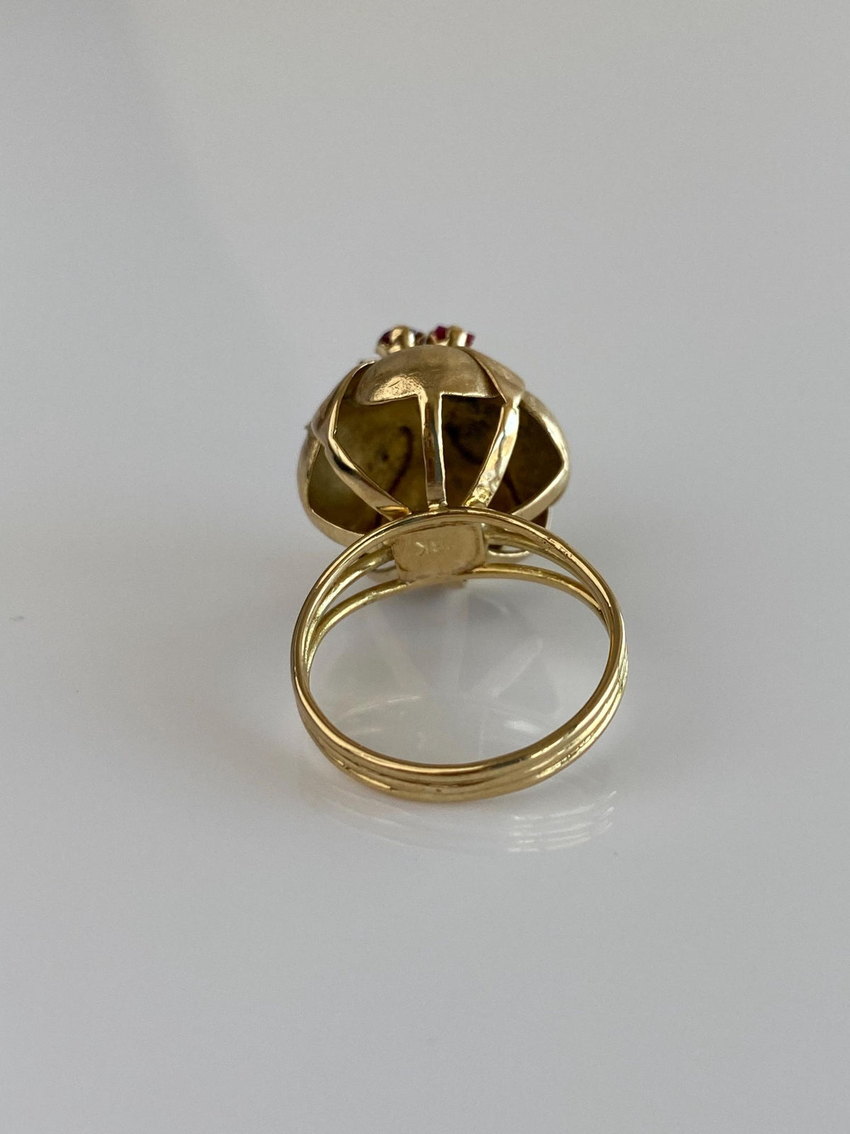Vintage Solid 18k Yellow Gold Pink Sapphire Cluster Flower Ring - Size 5.75