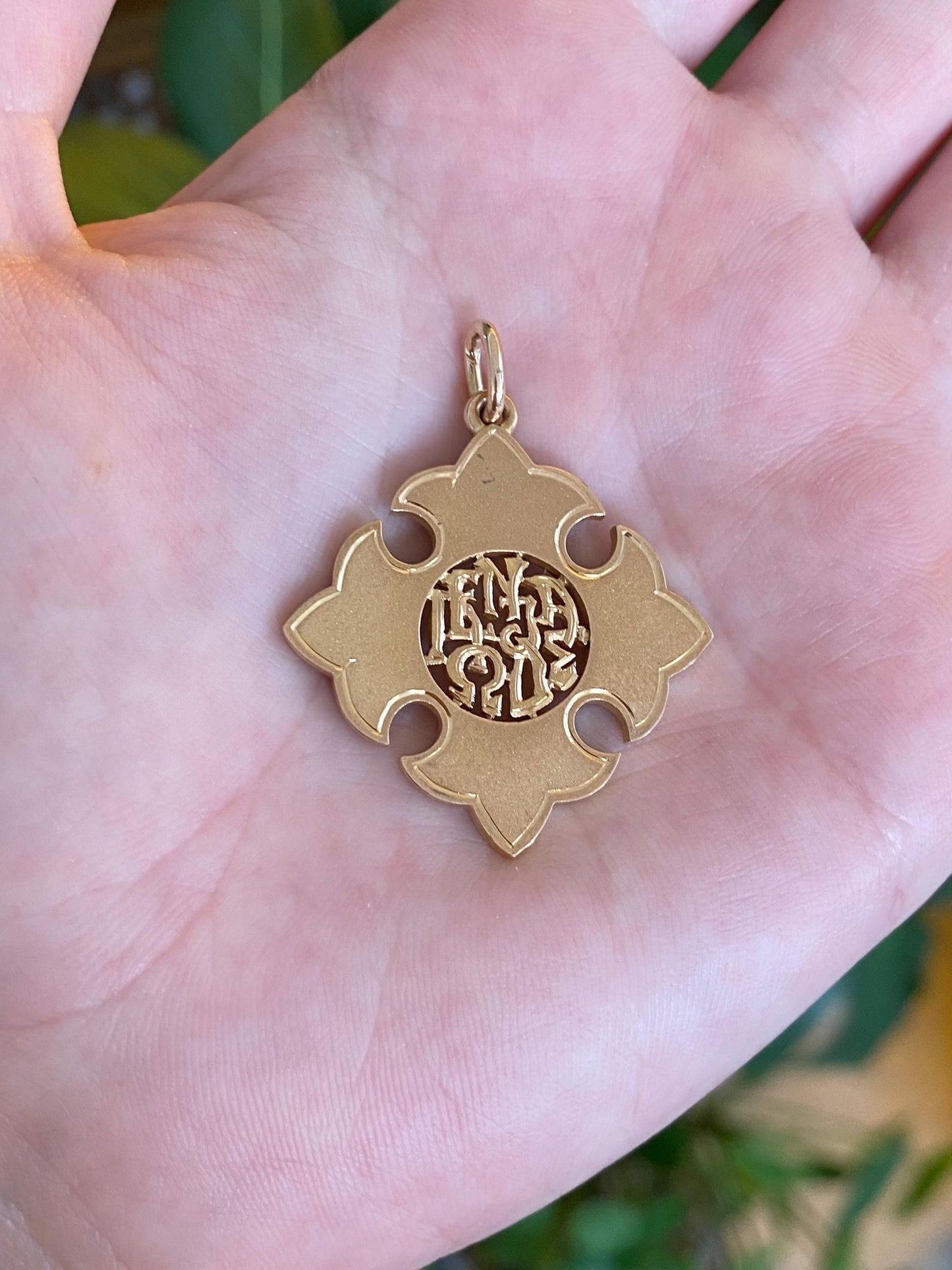 Vintage Solid 18k Yellow Gold Cross Charm